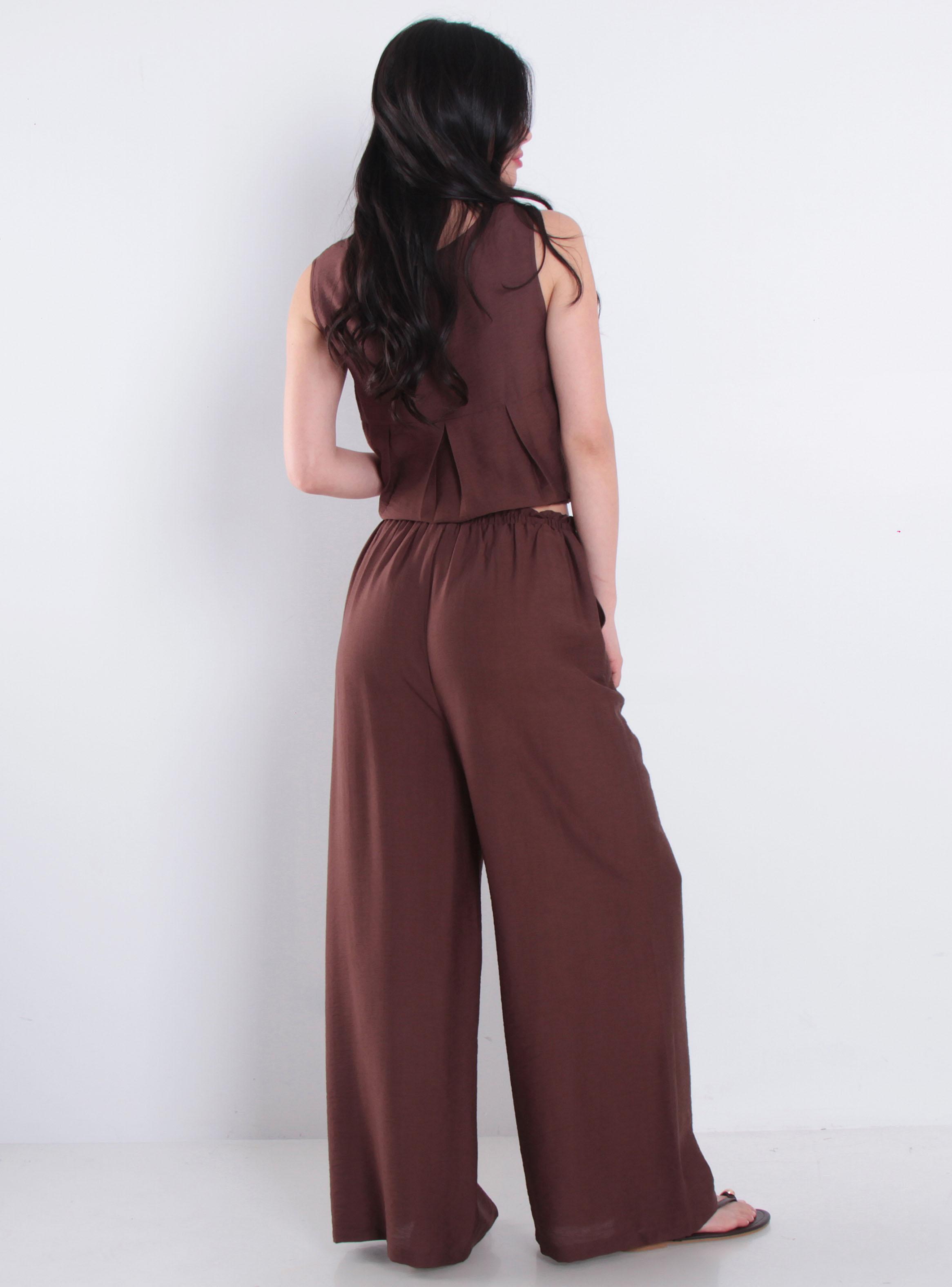 Pantalón Wide Leg Tiro Alto Pretina Media Elasticada-4