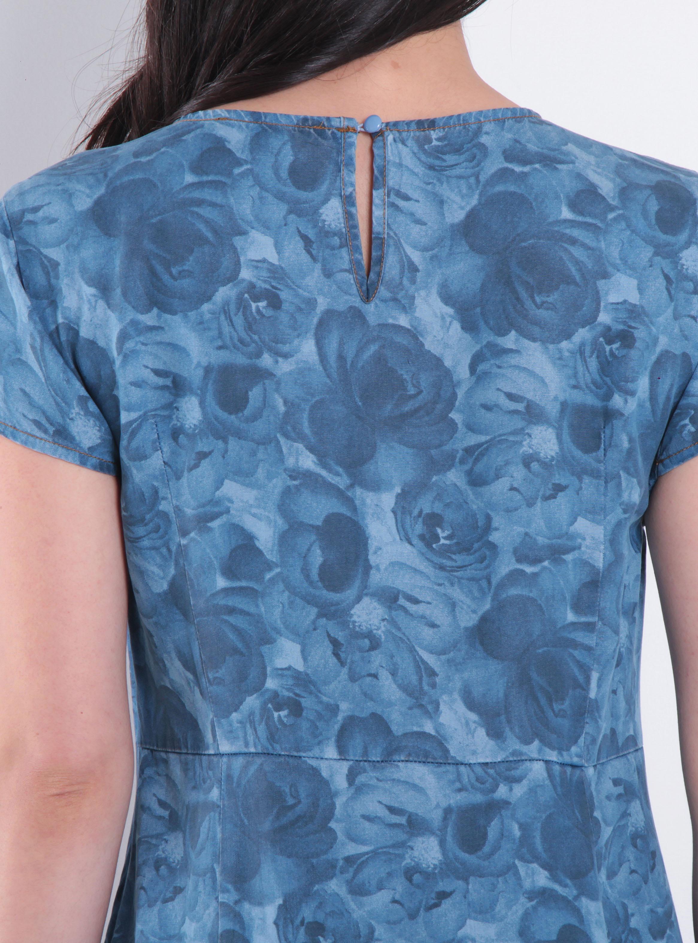 Vestido Manga Corta Tencel Estampado Escote V-3