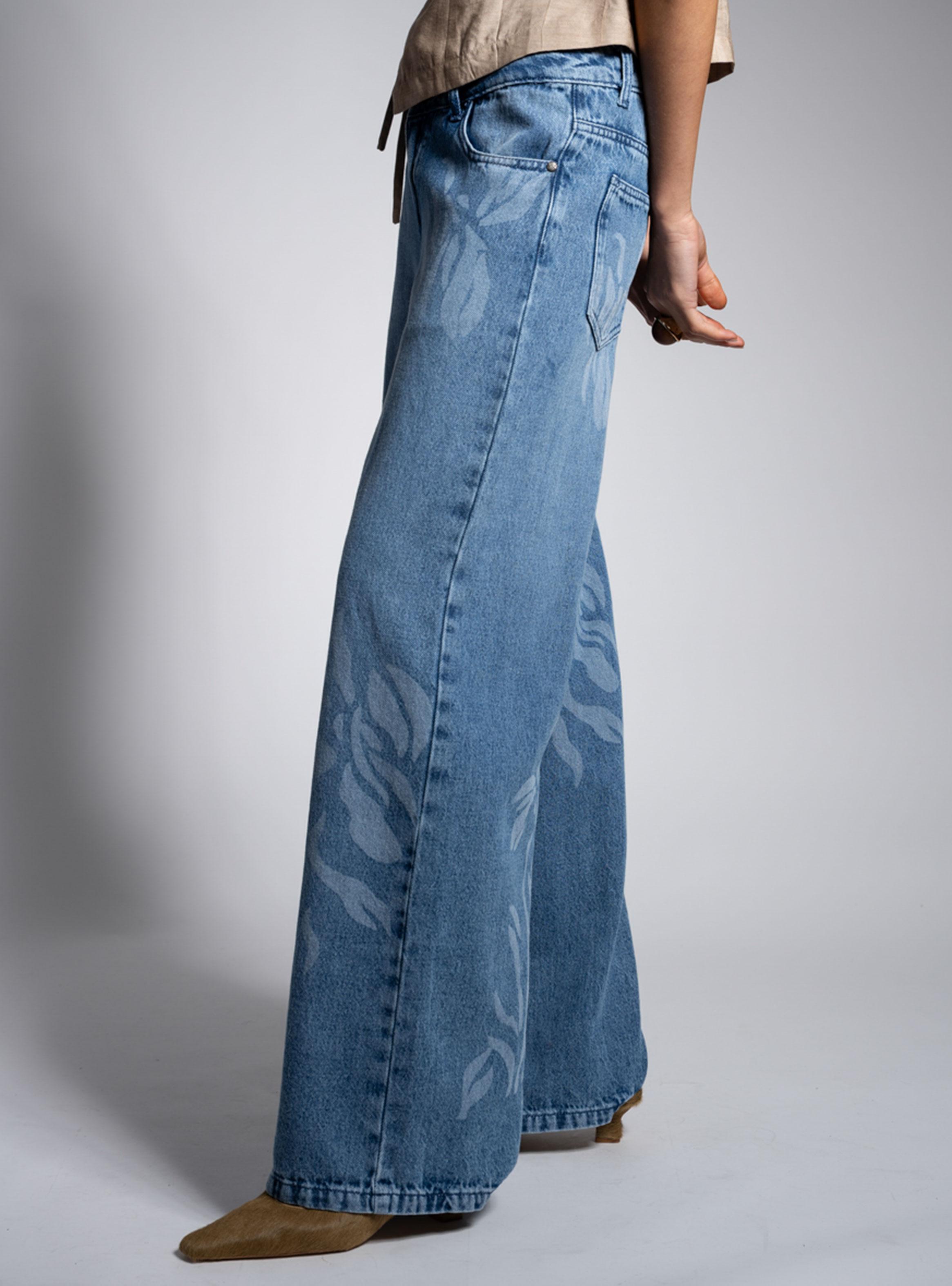 Jeans Tiro Bajo Wide Leg Josefa Tb Flores Gl-3