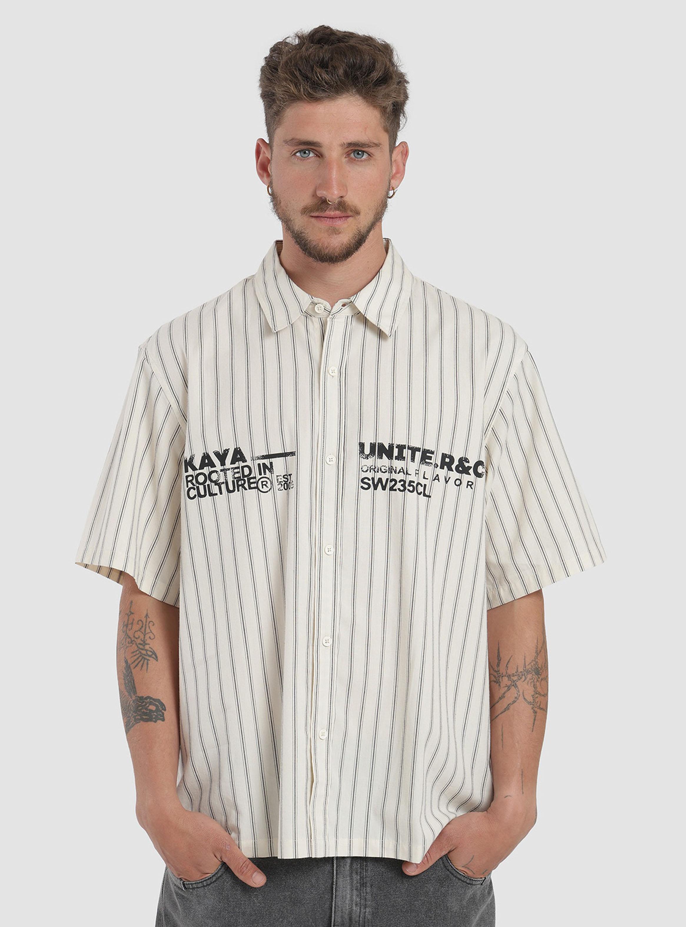 Camisa Manga Corta Líneas Algodón-0