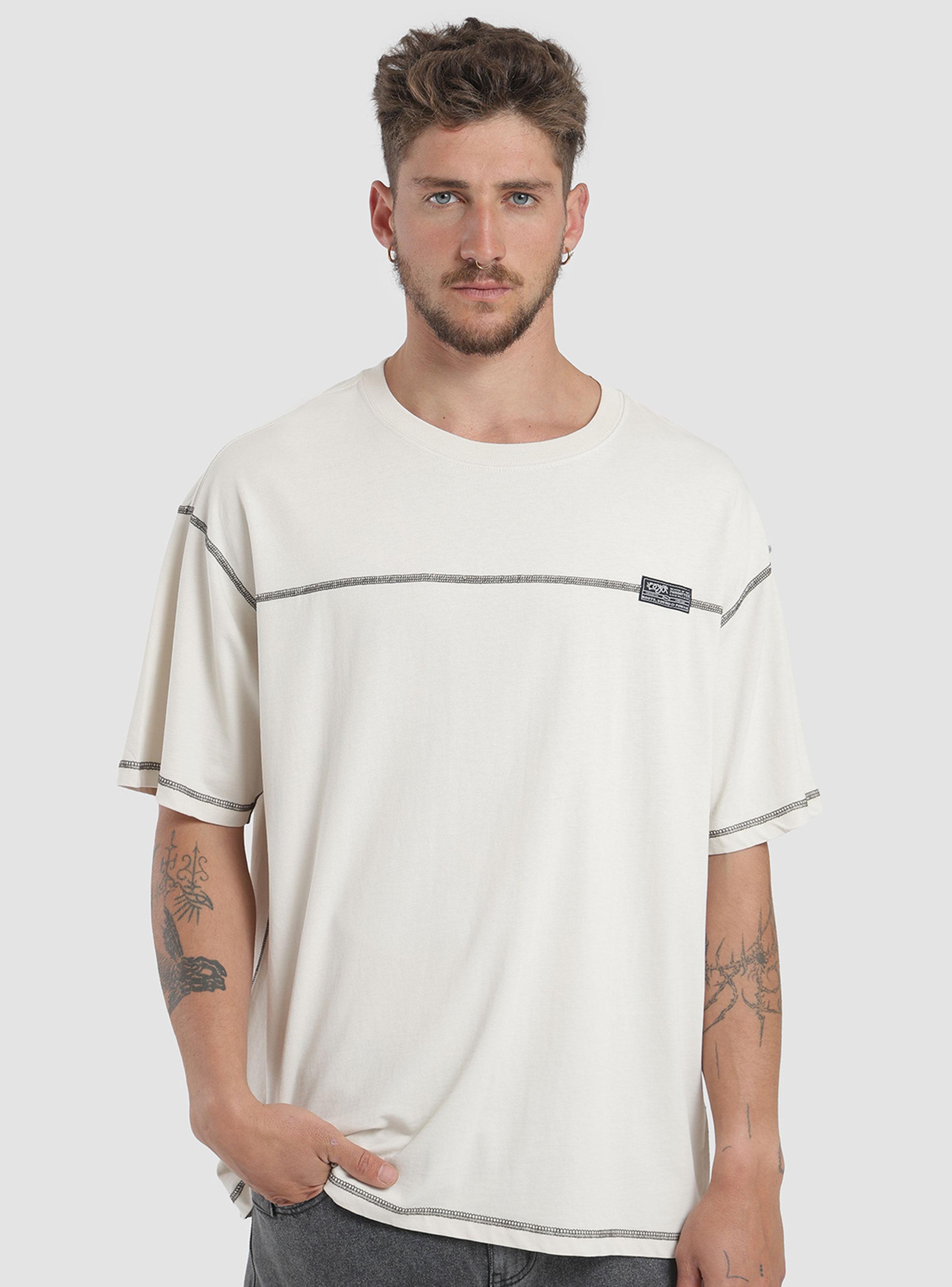 Polera Costura Contraste Manga Corta-0