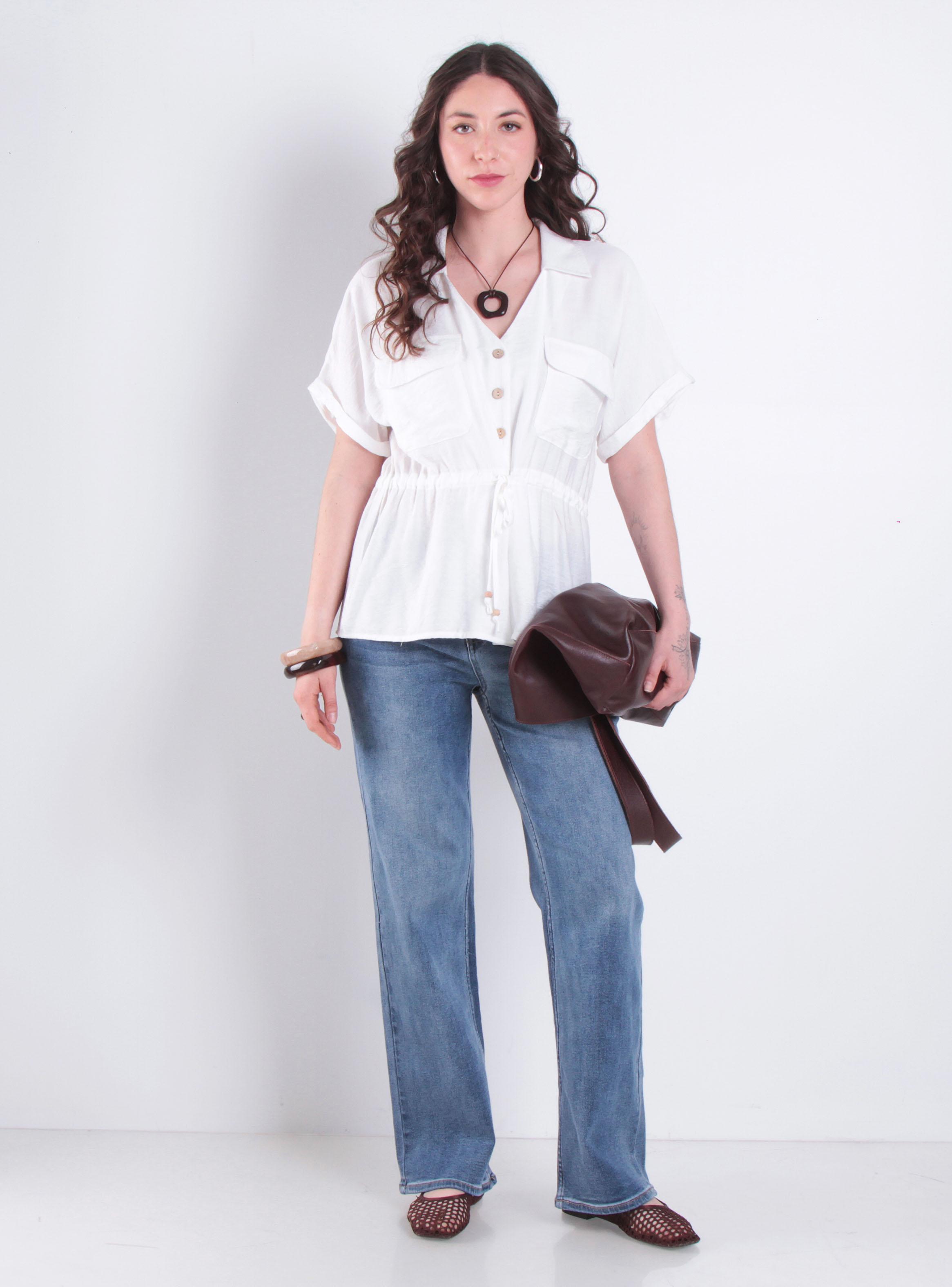 Jeans Wide Leg Tiro Medio Pretina 2526-3