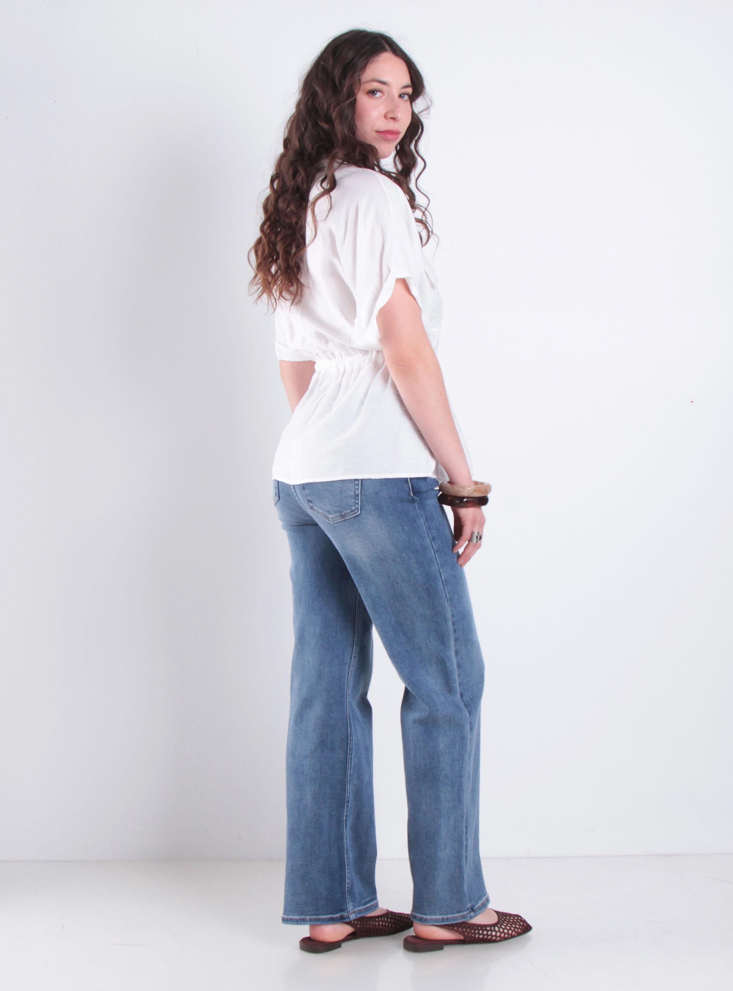 Jeans Wide Leg Tiro Medio Pretina 2526-4