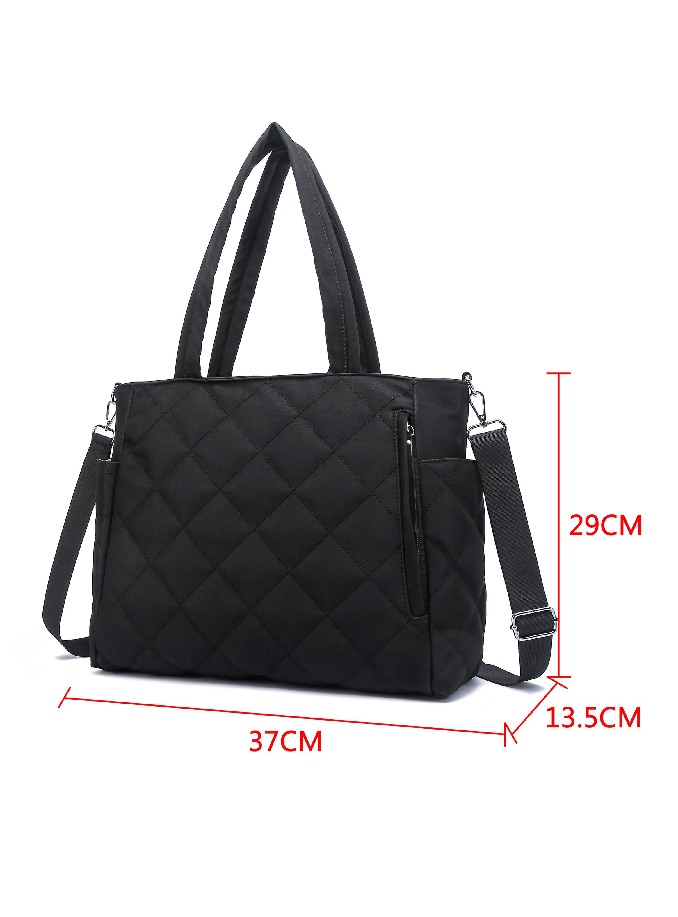 Cartera de Hombro Tipo Bolso Acolchado Fucsia Negro-1