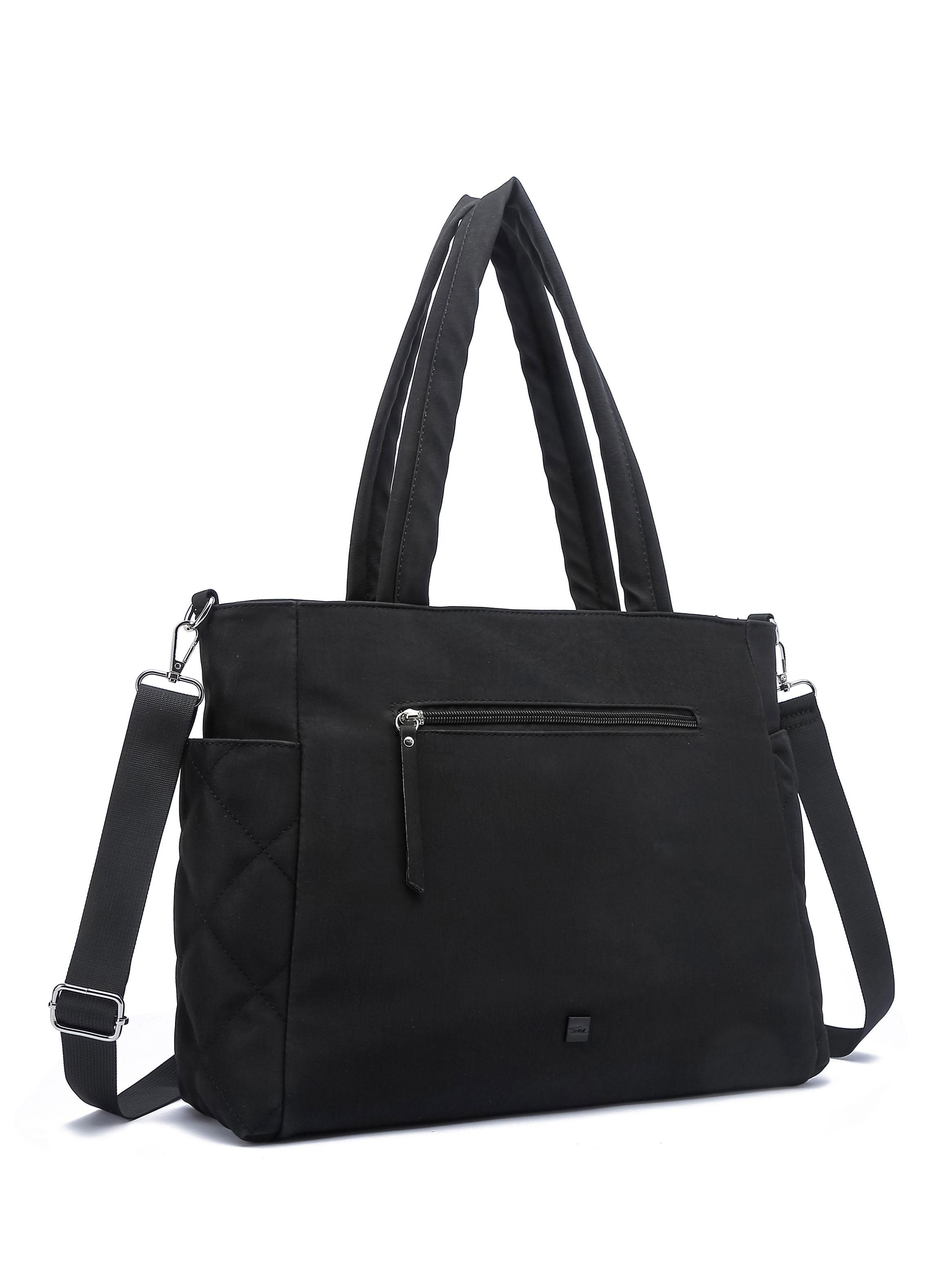 Cartera de Hombro Tipo Bolso Acolchado Fucsia Negro-3