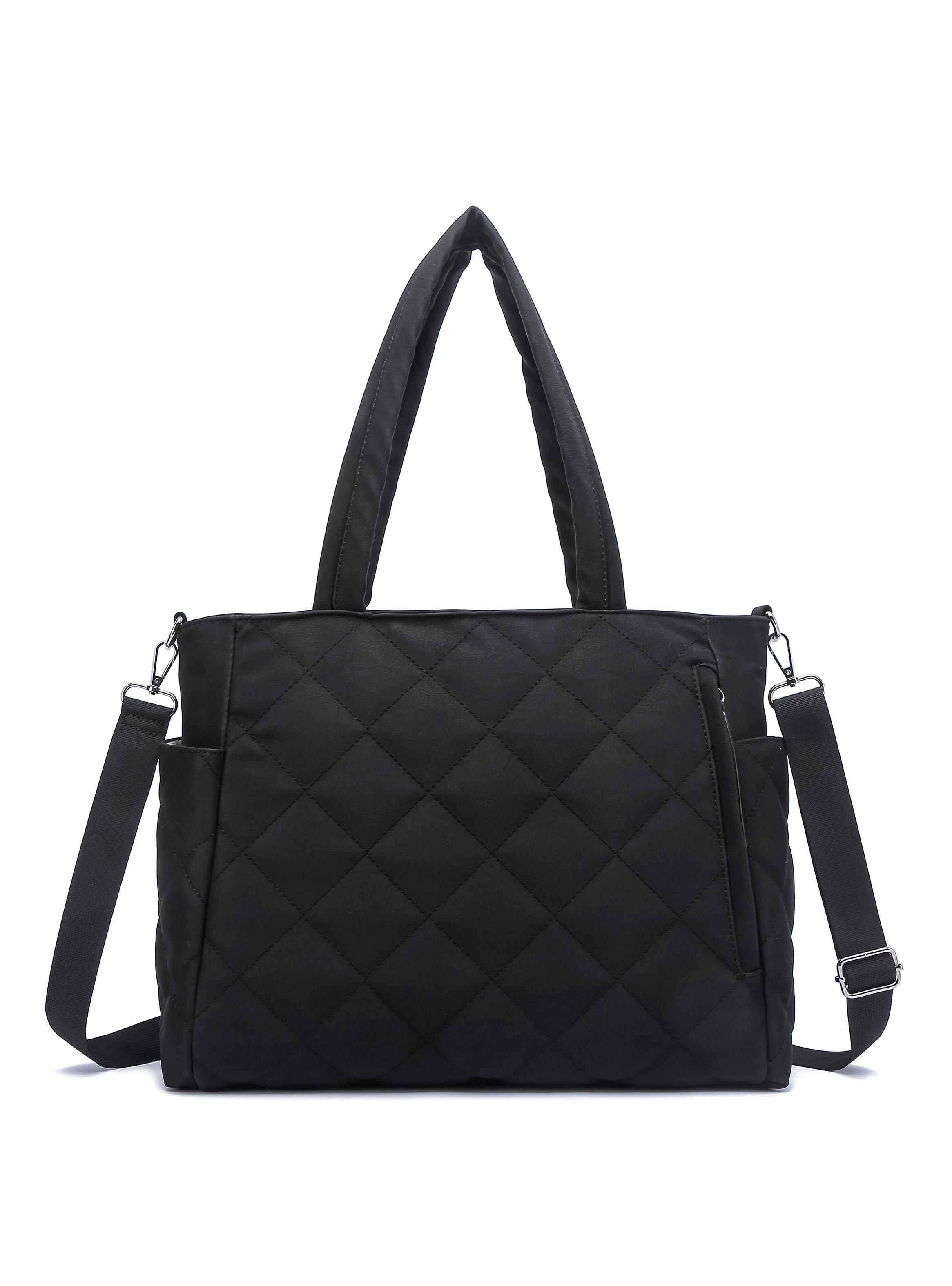 Cartera de Hombro Tipo Bolso Acolchado Fucsia Negro-2