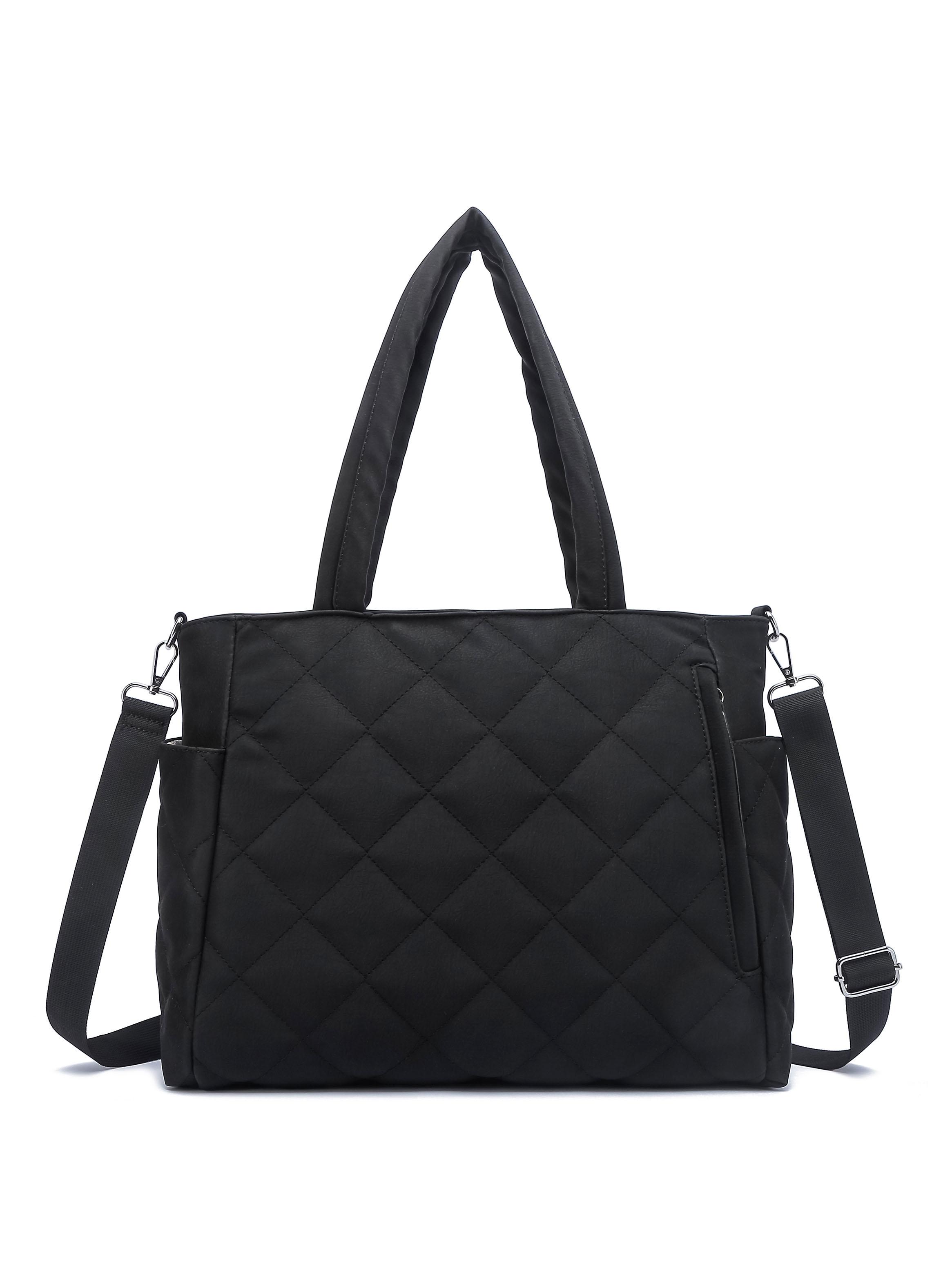 Cartera de Hombro Tipo Bolso Acolchado Fucsia Negro-0