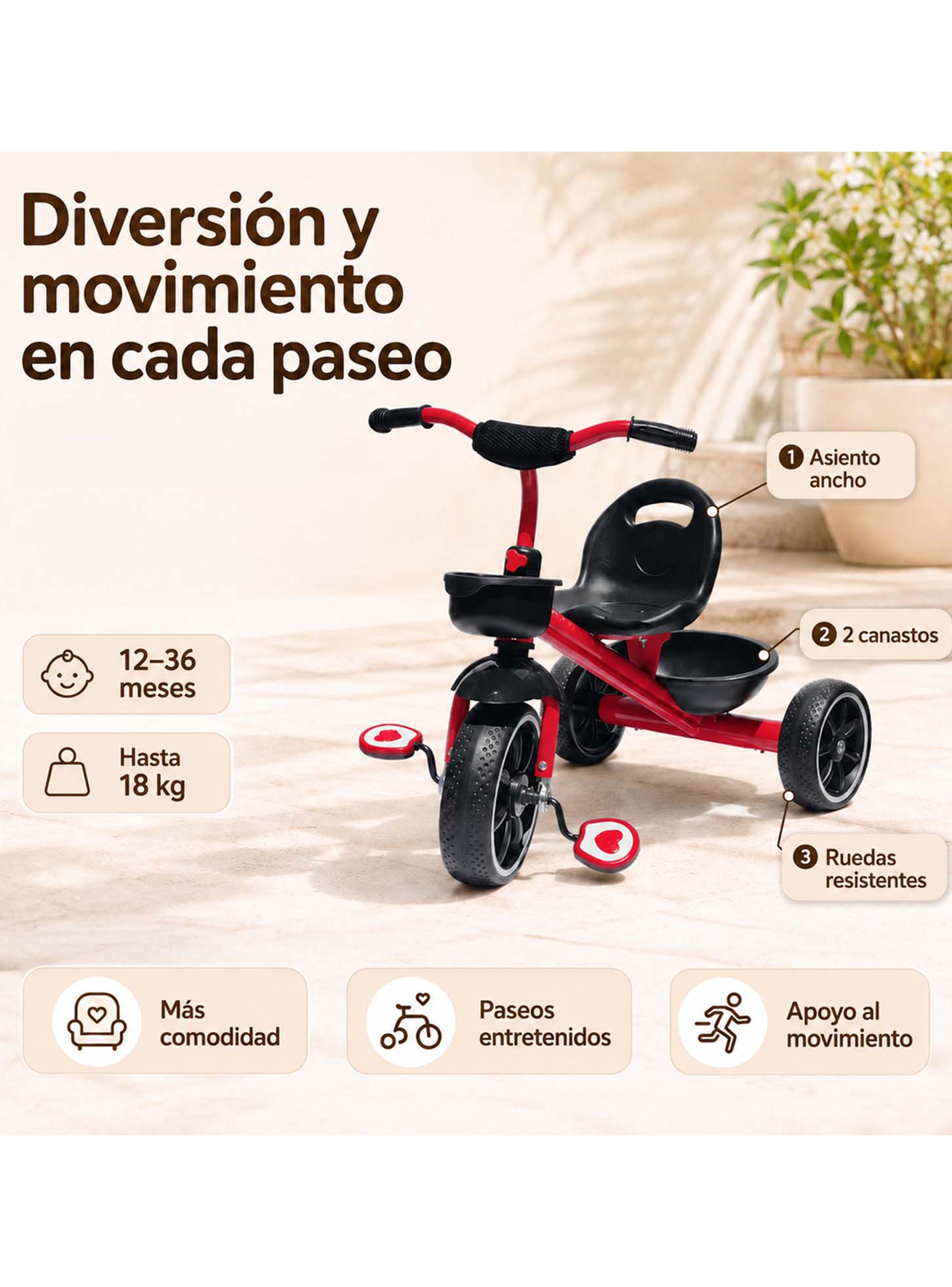 Triciclo con Canasto Classic New Rojo-2