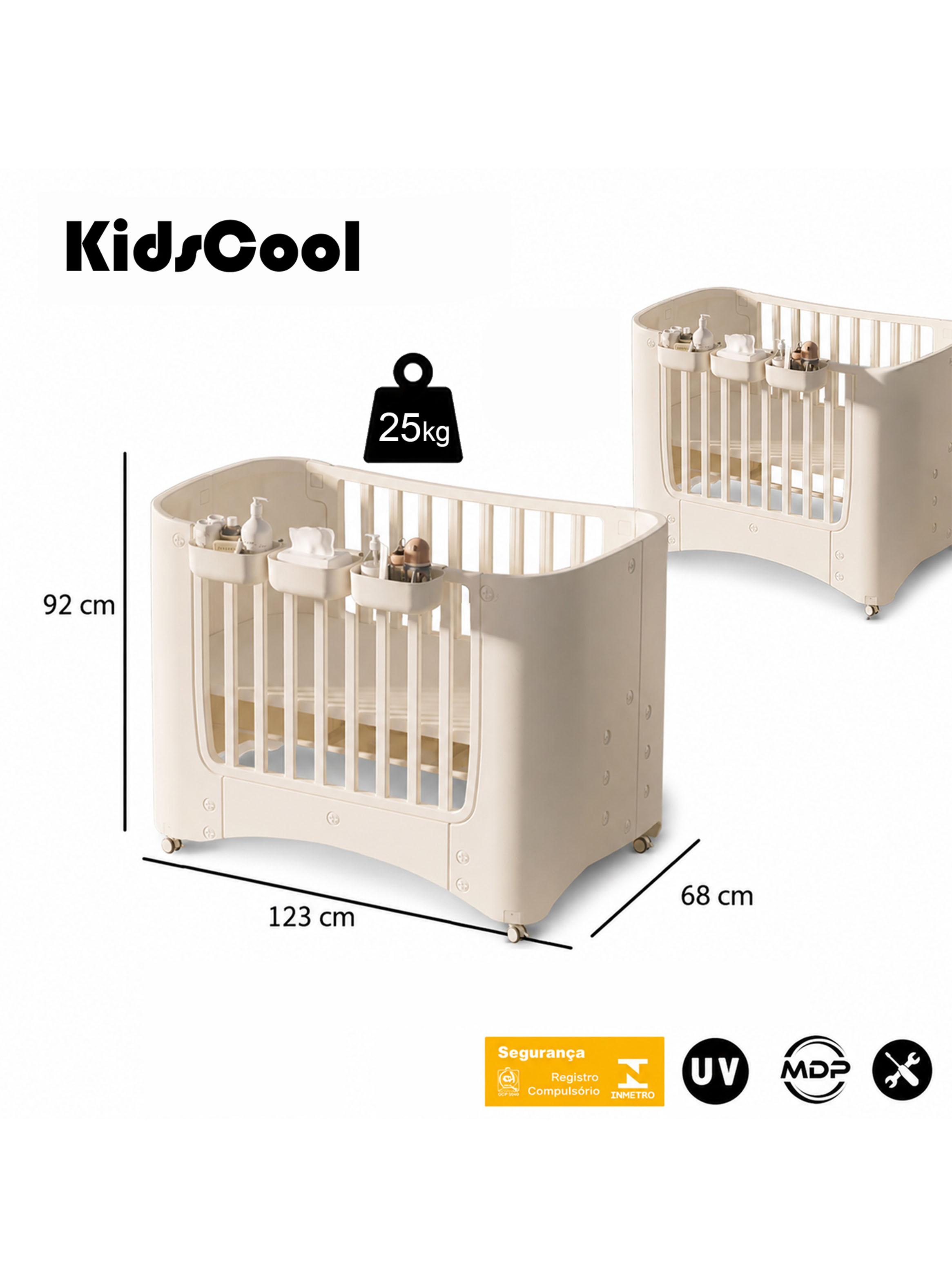 Cuna Móvil Multifuncional con Ruedas y Organizadores Beige-1