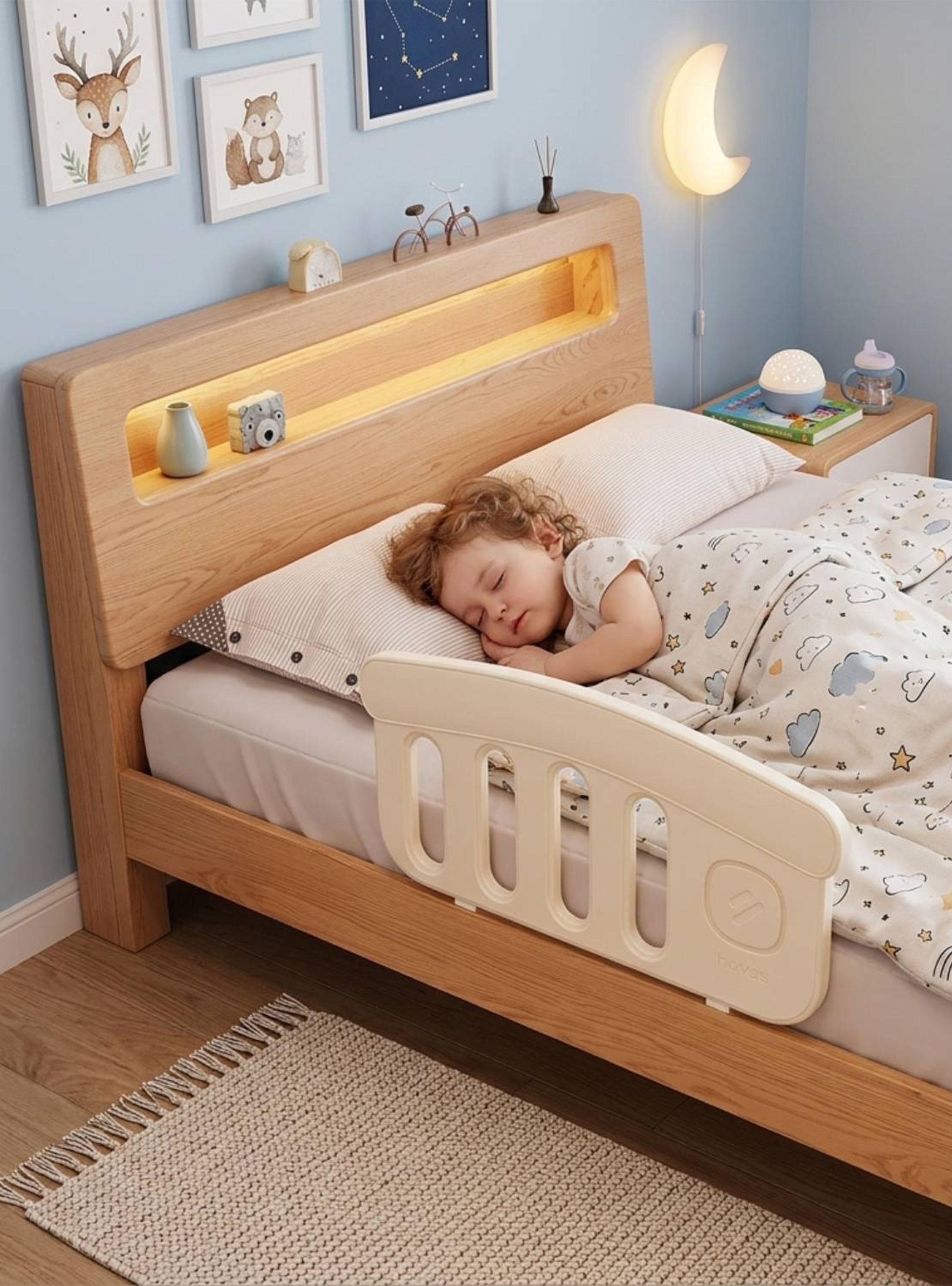 Baranda de Cama Infantil Fija Protectora Anticaídas Beige-4