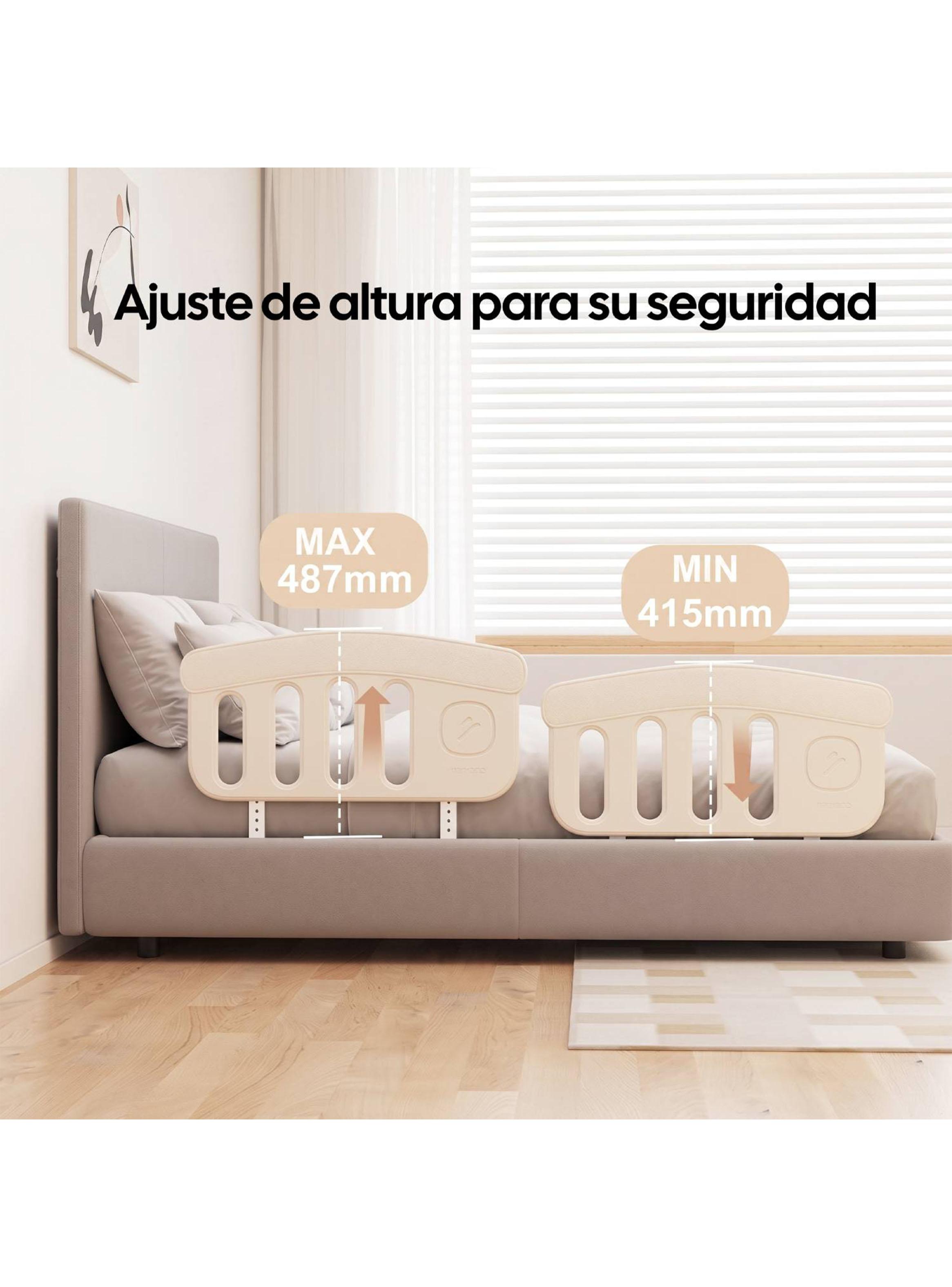 Baranda de Cama Infantil Fija Protectora Anticaídas Beige-2