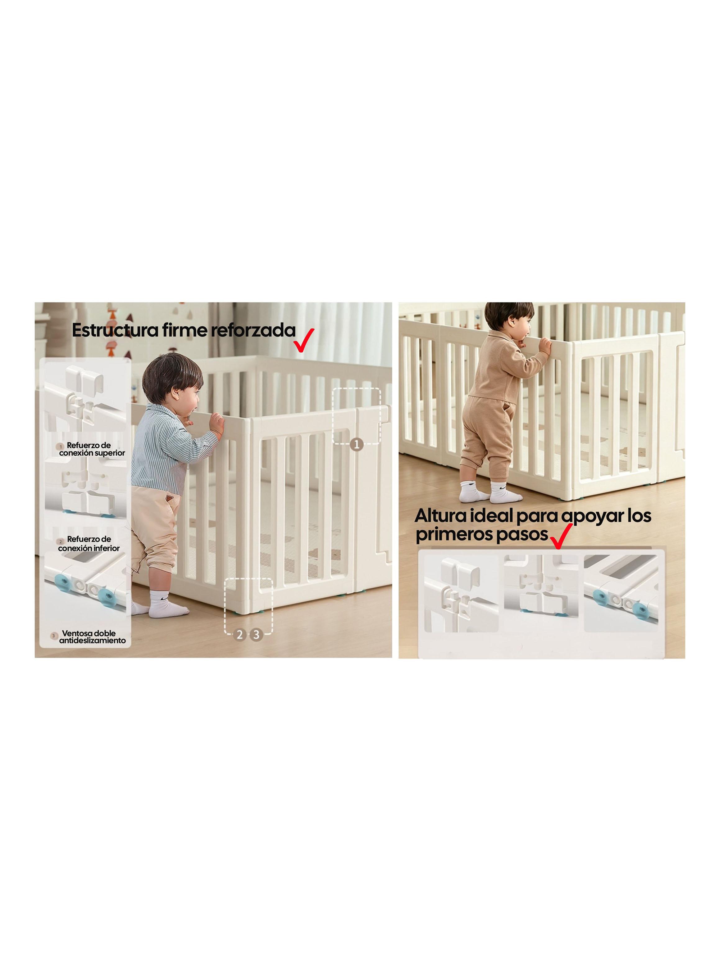 Corral de Juegos Modular con Puerta de Seguridad Off White-2