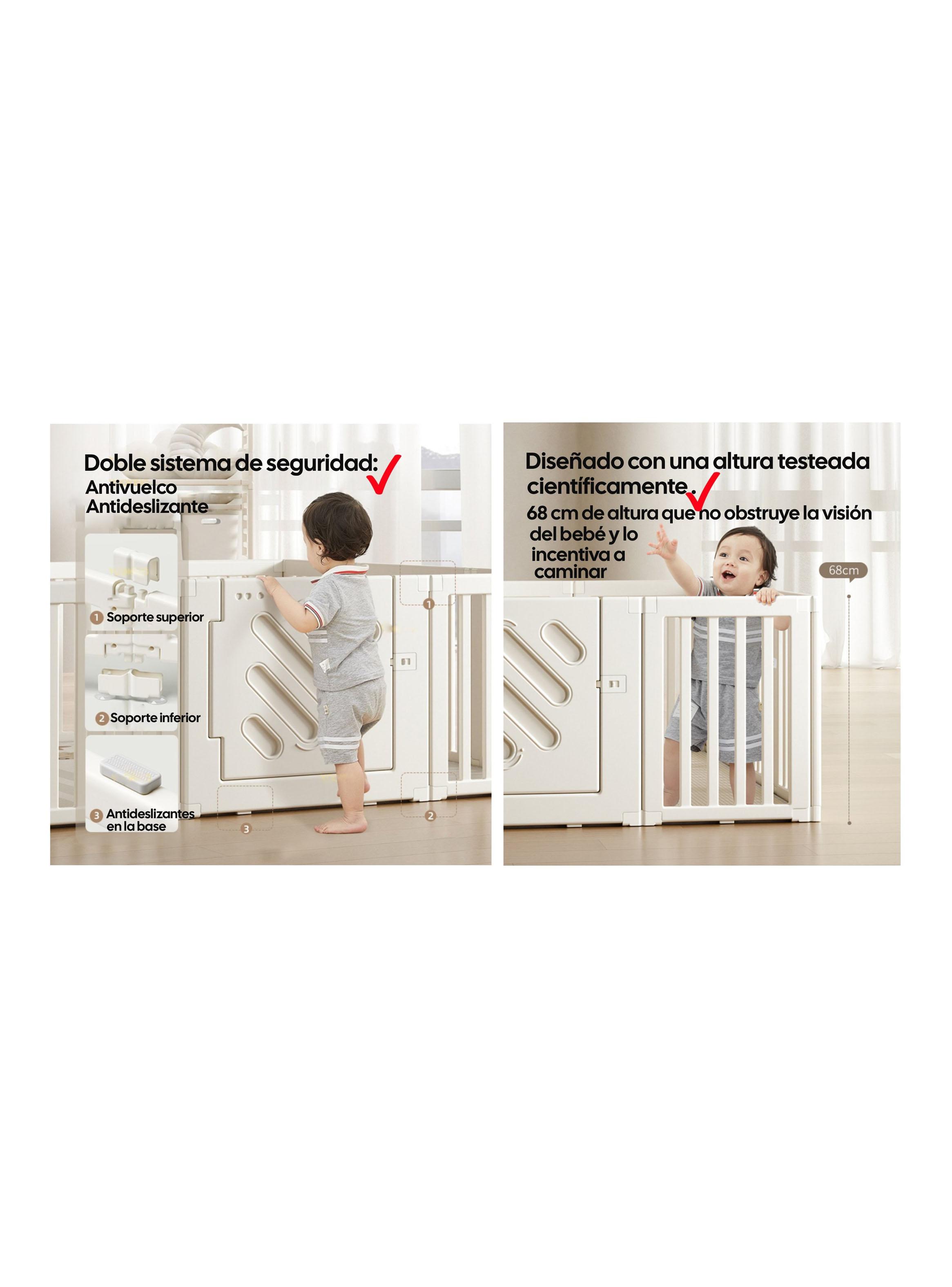 Corral de Juegos Modular con Puerta de Seguridad Blanco-2
