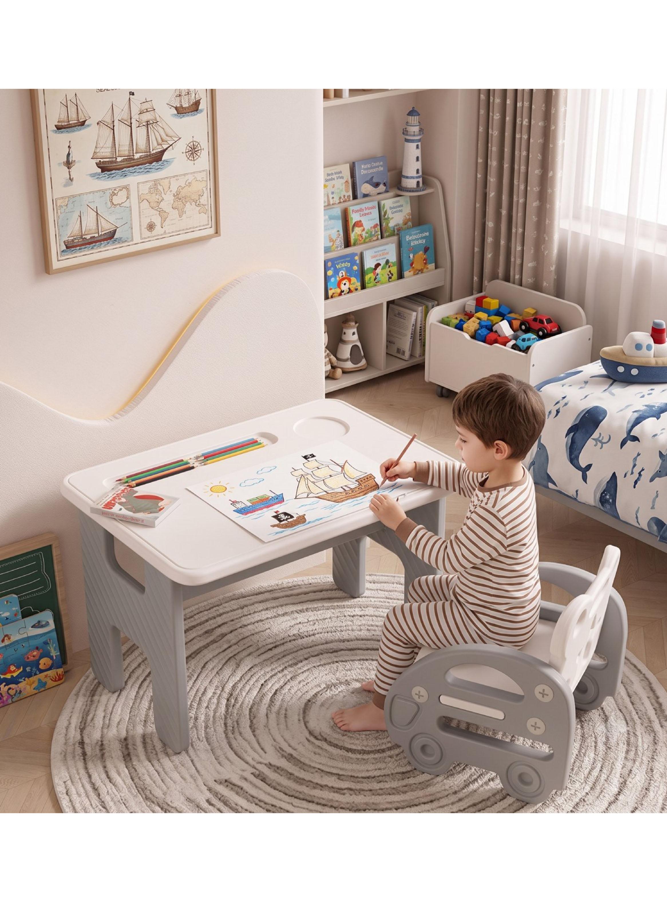 Set de Mesa Infantil Plegable con Silla Bus Plástico-2