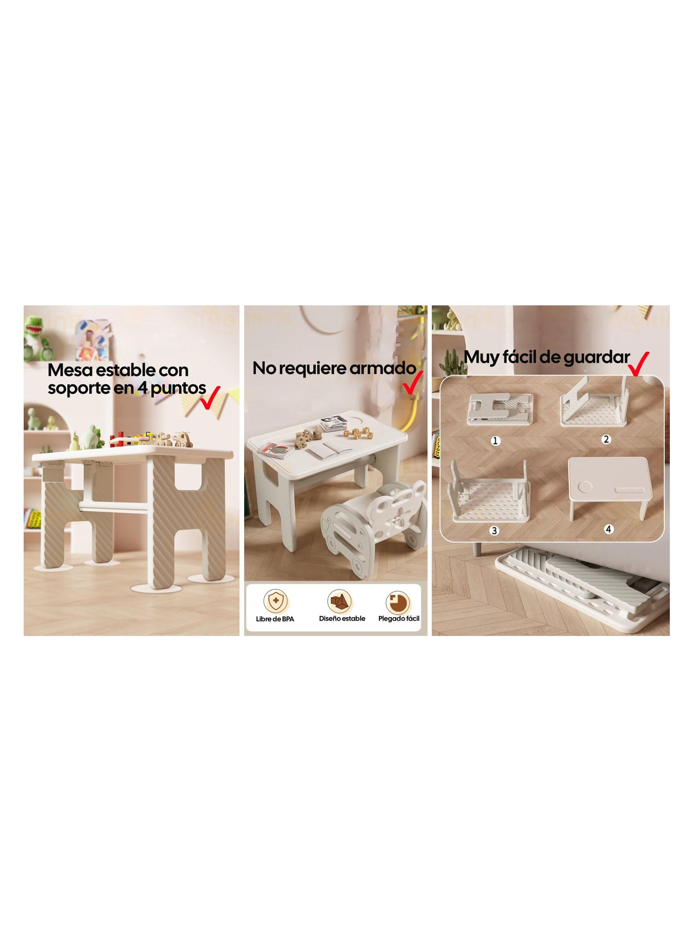 Set de Mesa Infantil Plegable con Silla Bus Plástico-4