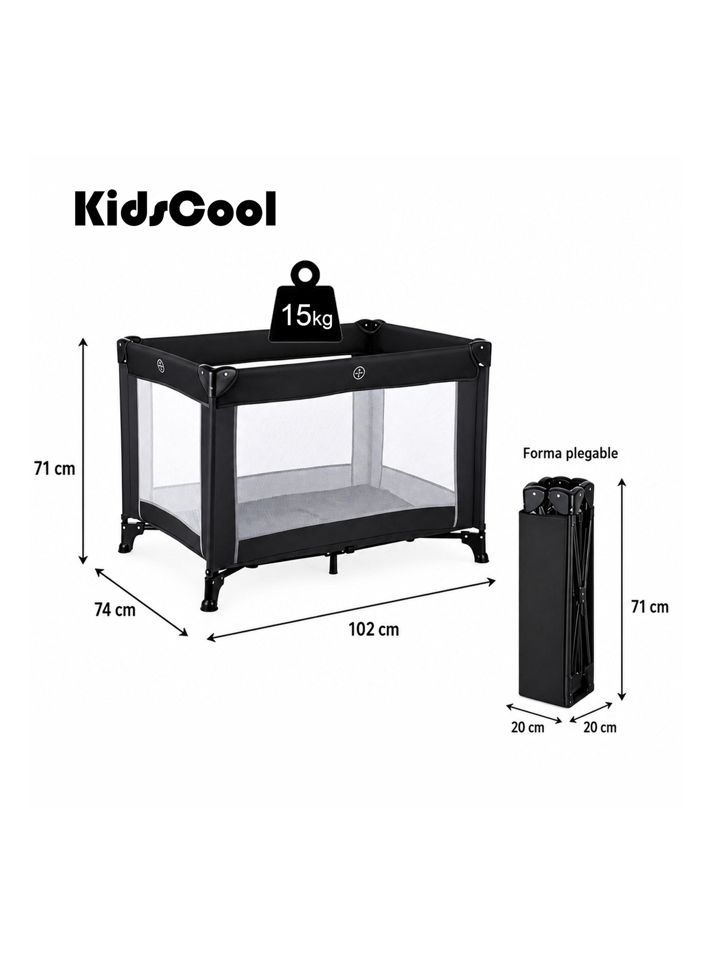 Cuna Corral Plegable y Portátil de Viaje Negro-1