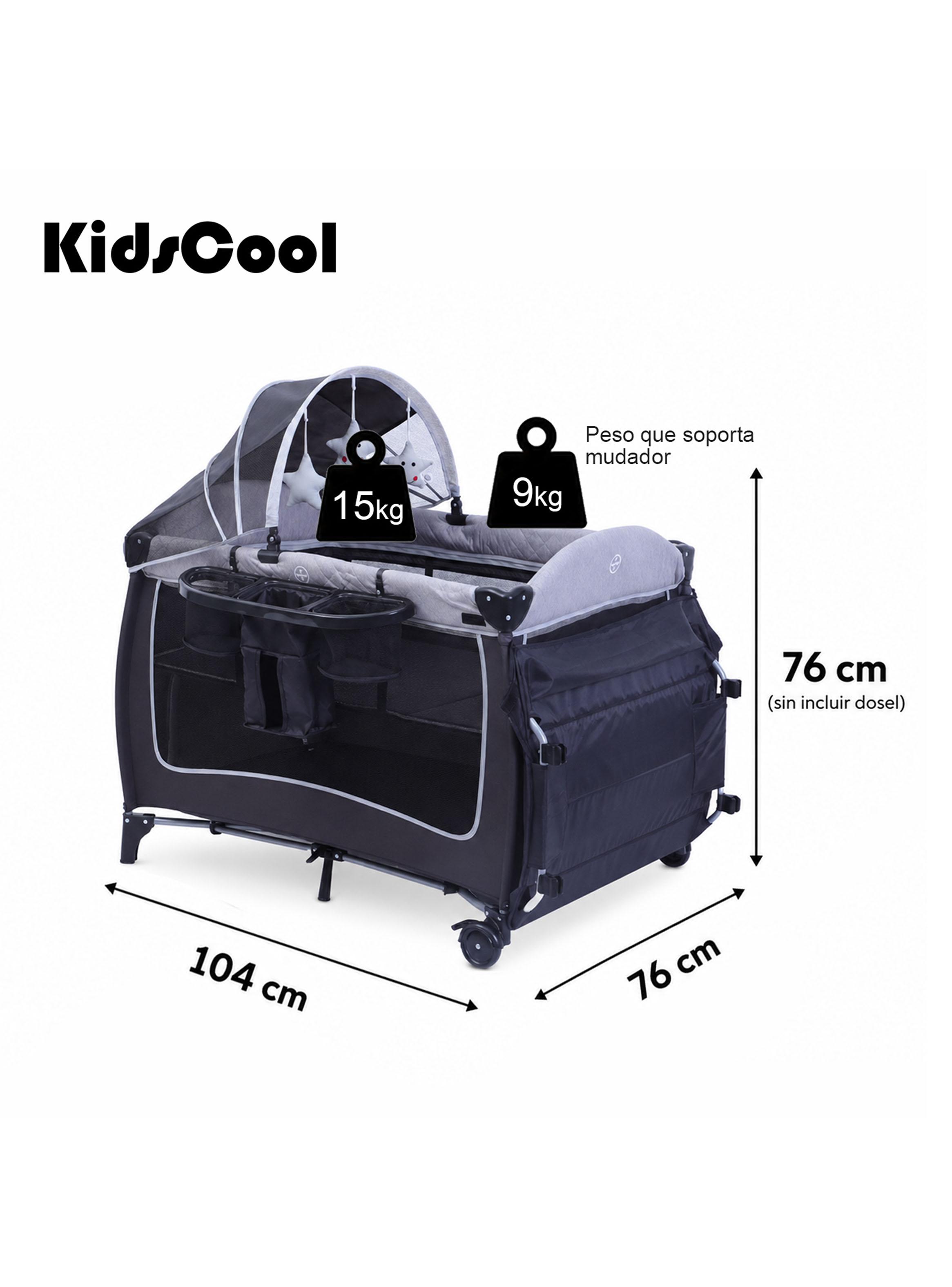 Cuna Corral Plegable de Viaje Colecho con Mudador Organizador y Móvil Gris-1
