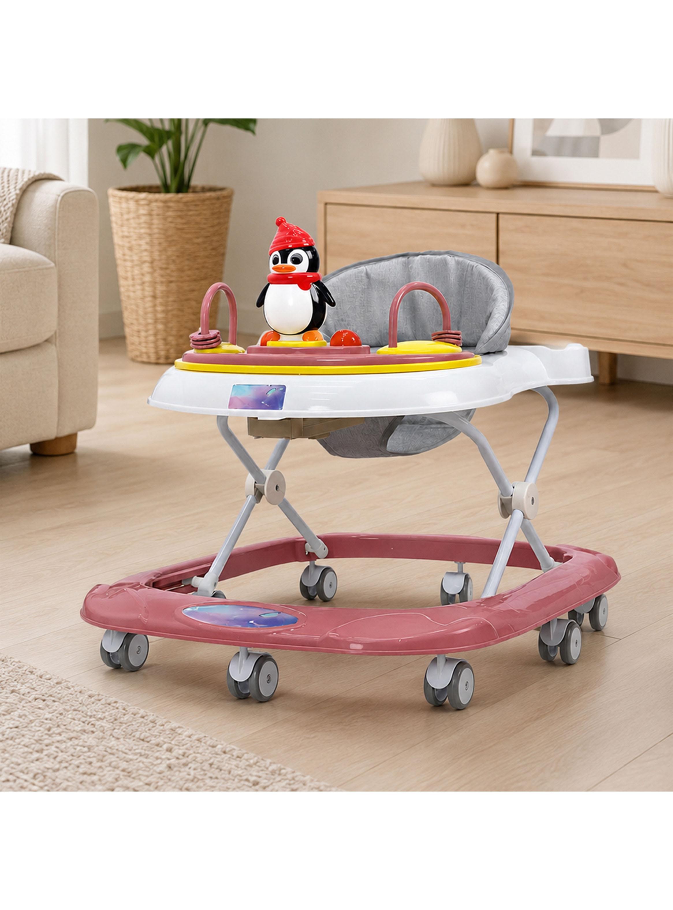 Andador para Bebé Pingüino Ruedas Silenciosas Rosado-3