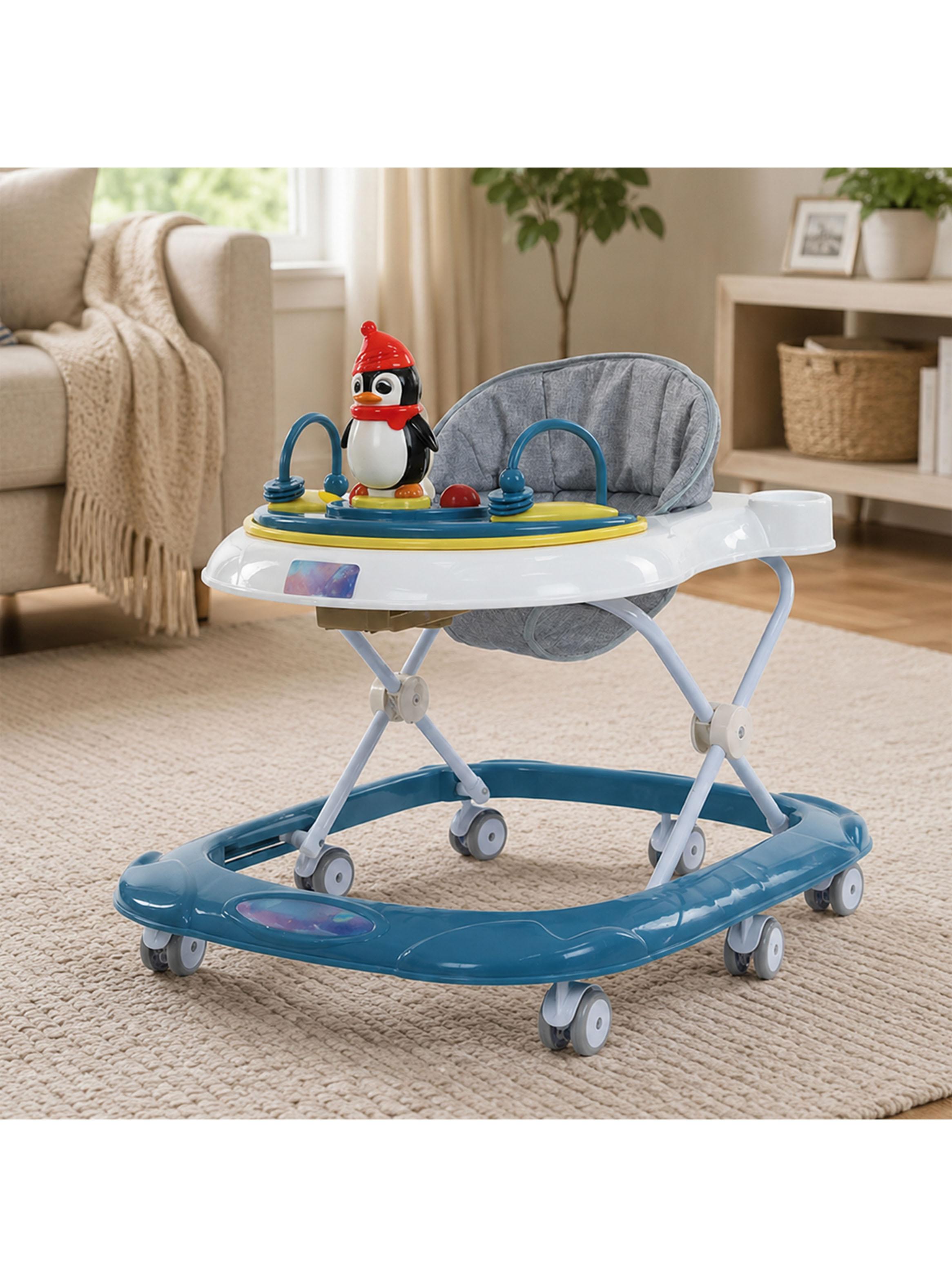 Andador para Bebé Pingüino Ruedas Silenciosas Azul-3