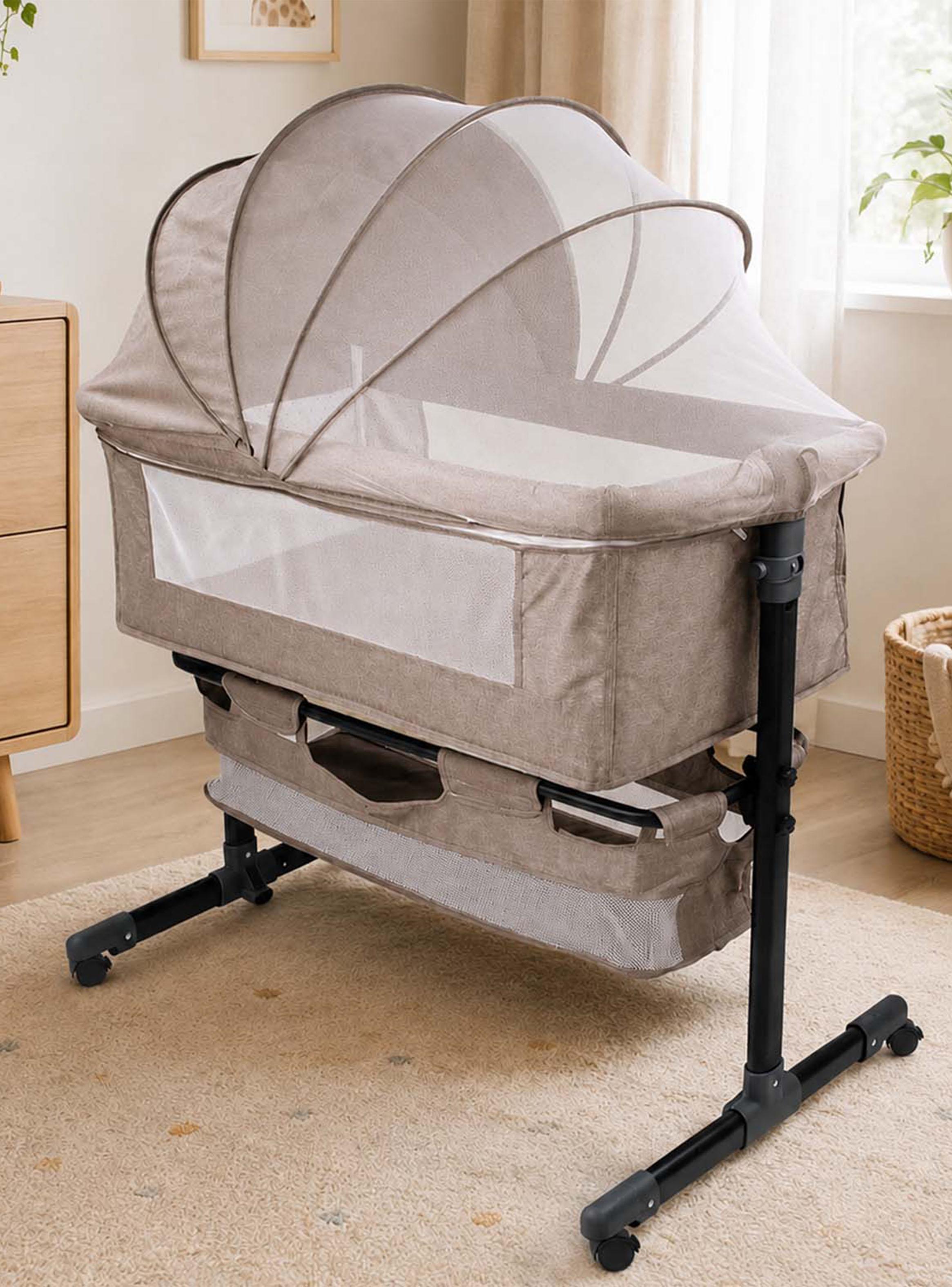 Cuna Colecho Compacta y Plegable + Mecedora con Mosquitero Beige-4