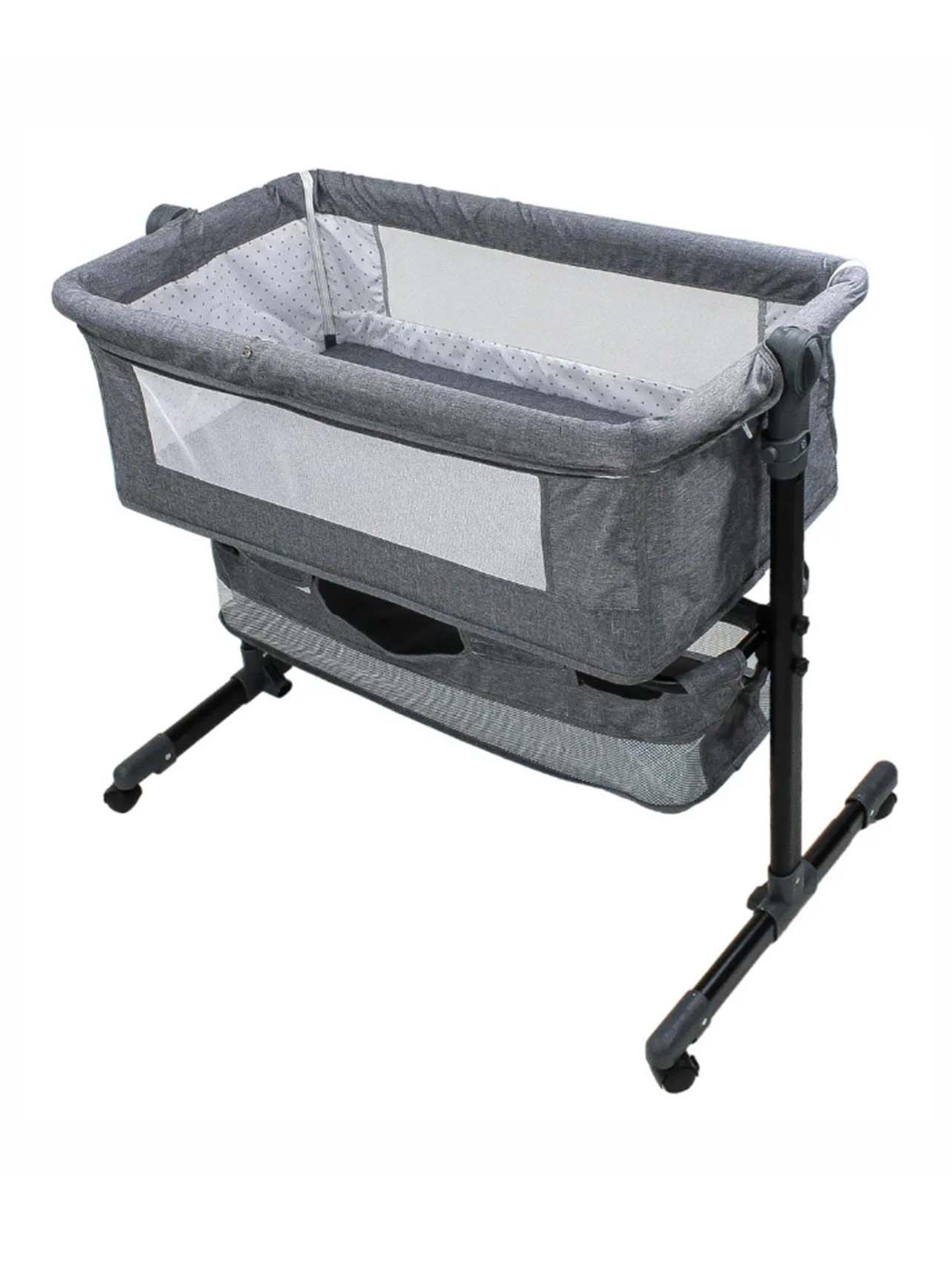 Cuna Colecho Compacta y Plegable + Mecedora con Mosquitero Gris-2