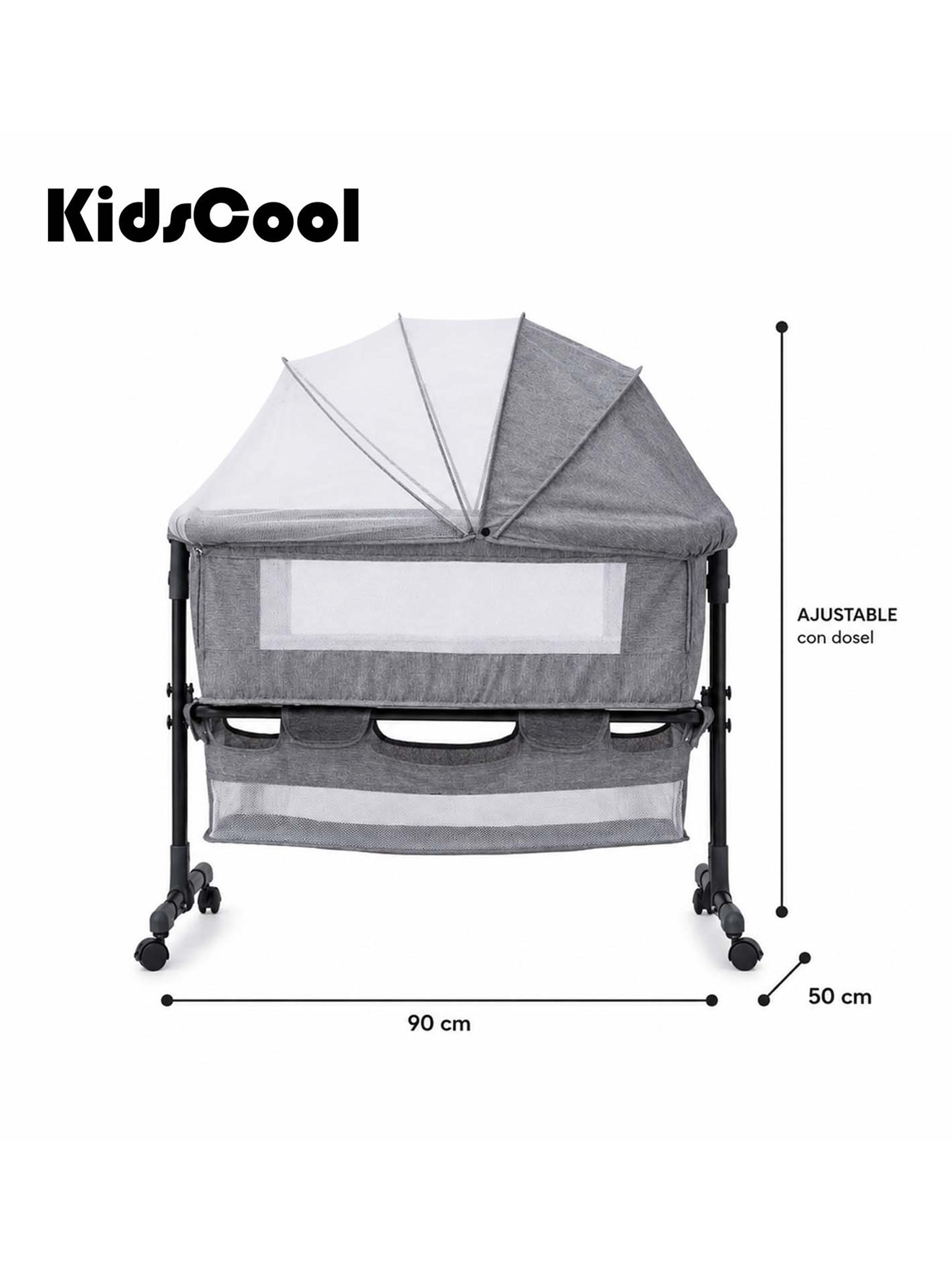 Cuna Colecho Compacta y Plegable + Mecedora con Mosquitero Gris-1