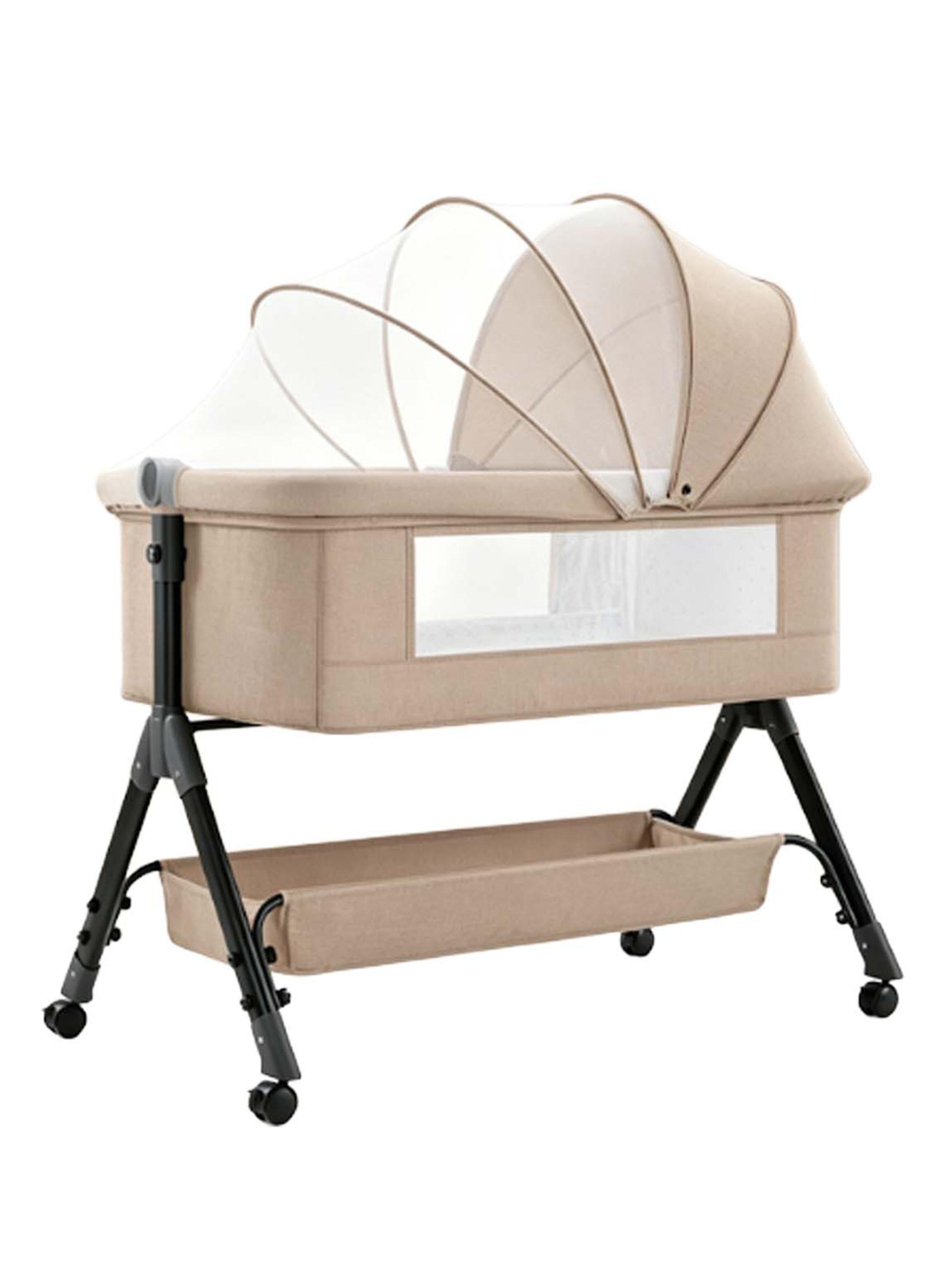 Cuna Colecho Compacta y Plegable con Mecedora Mosquitero Beige-0