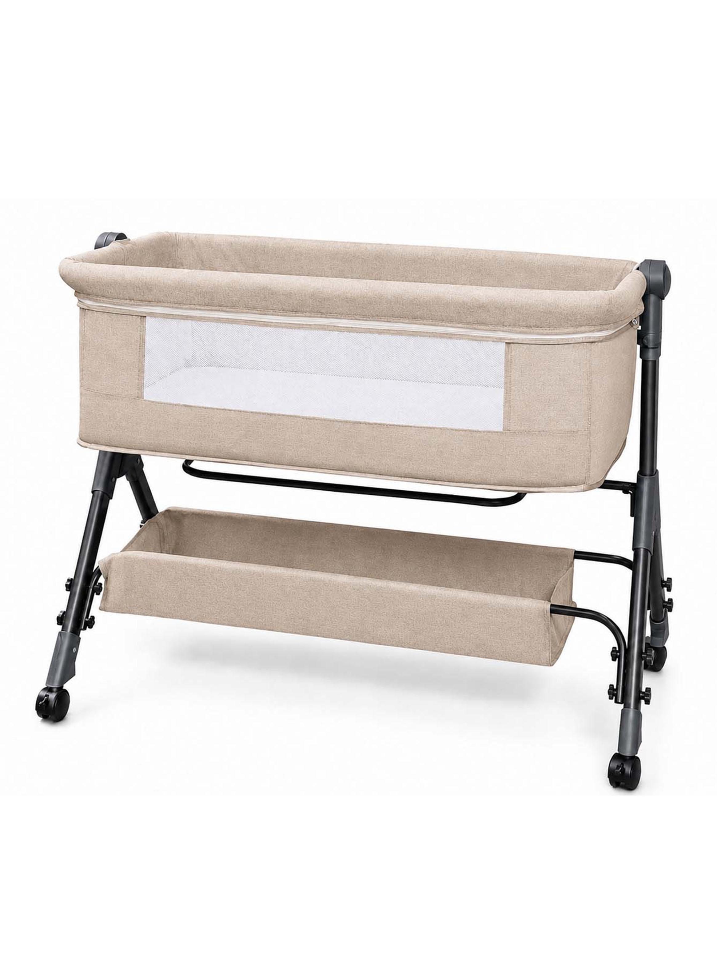 Cuna Colecho Compacta y Plegable con Mecedora Mosquitero Beige-2