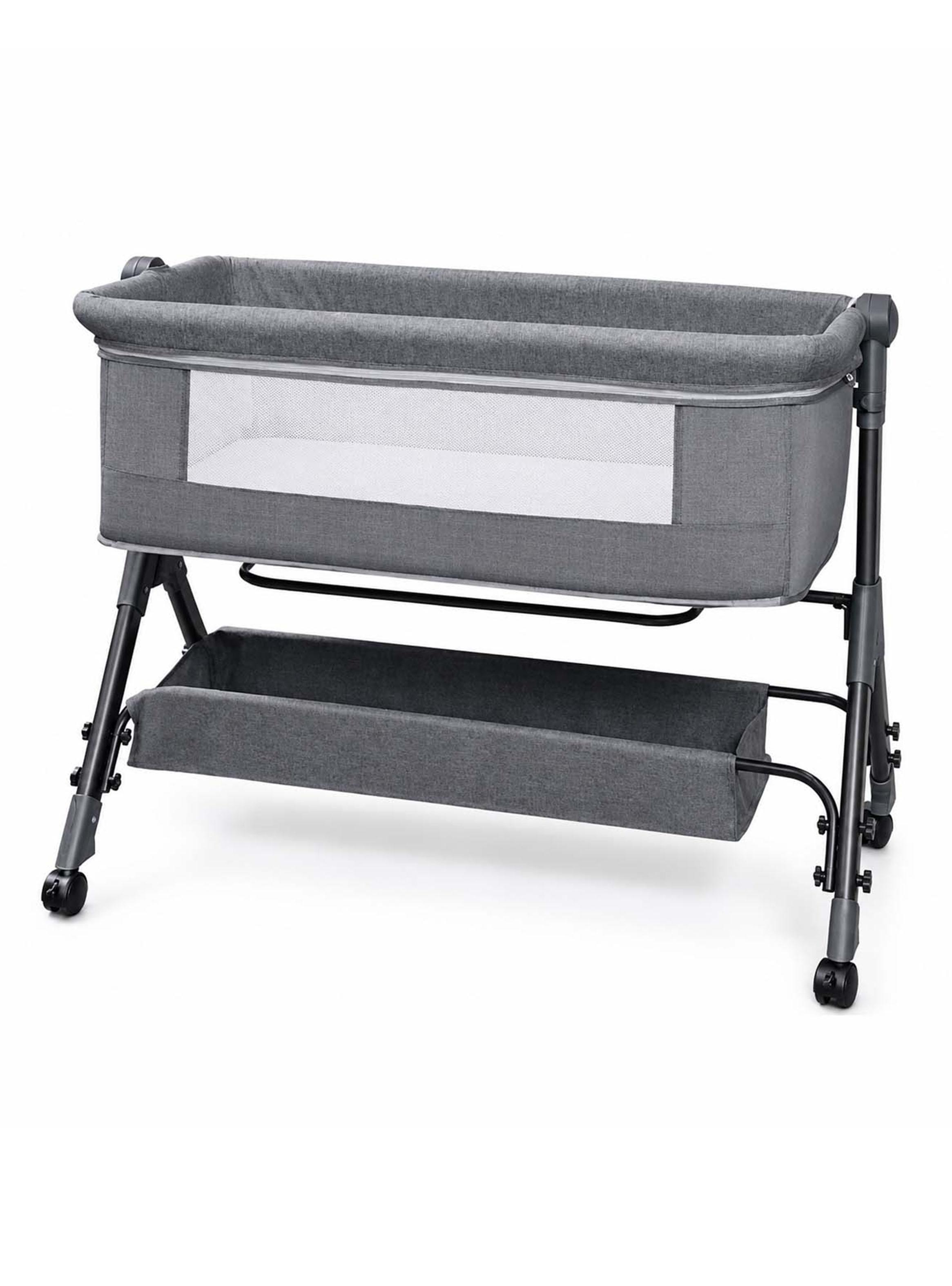 Cuna Colecho Compacta y Plegable con Mecedora Mosquitero Gris-2