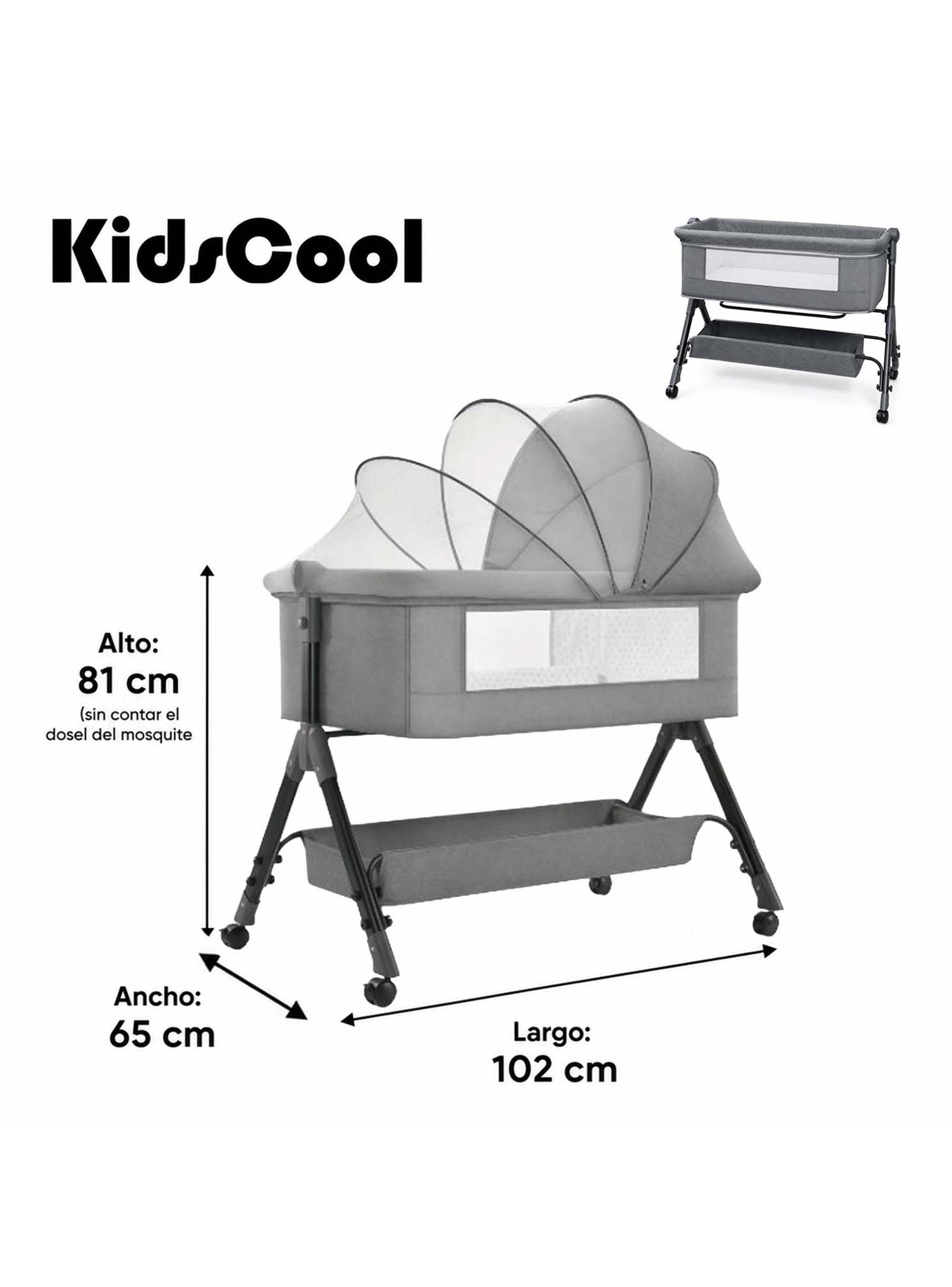 Cuna Colecho Compacta y Plegable con Mecedora Mosquitero Gris-1