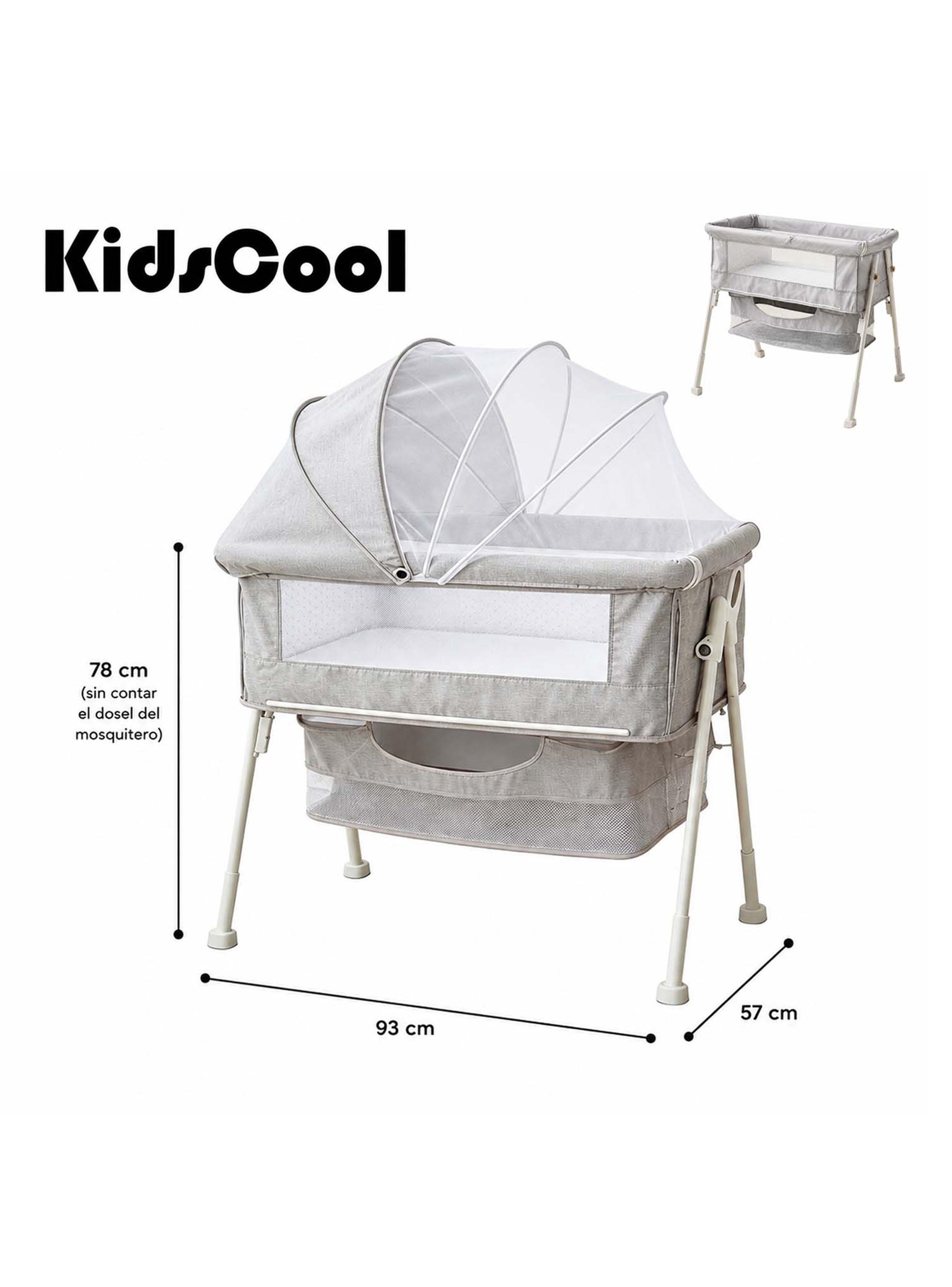 Cuna Colecho Multifuncional Plegable con Mosquitero Gris-1