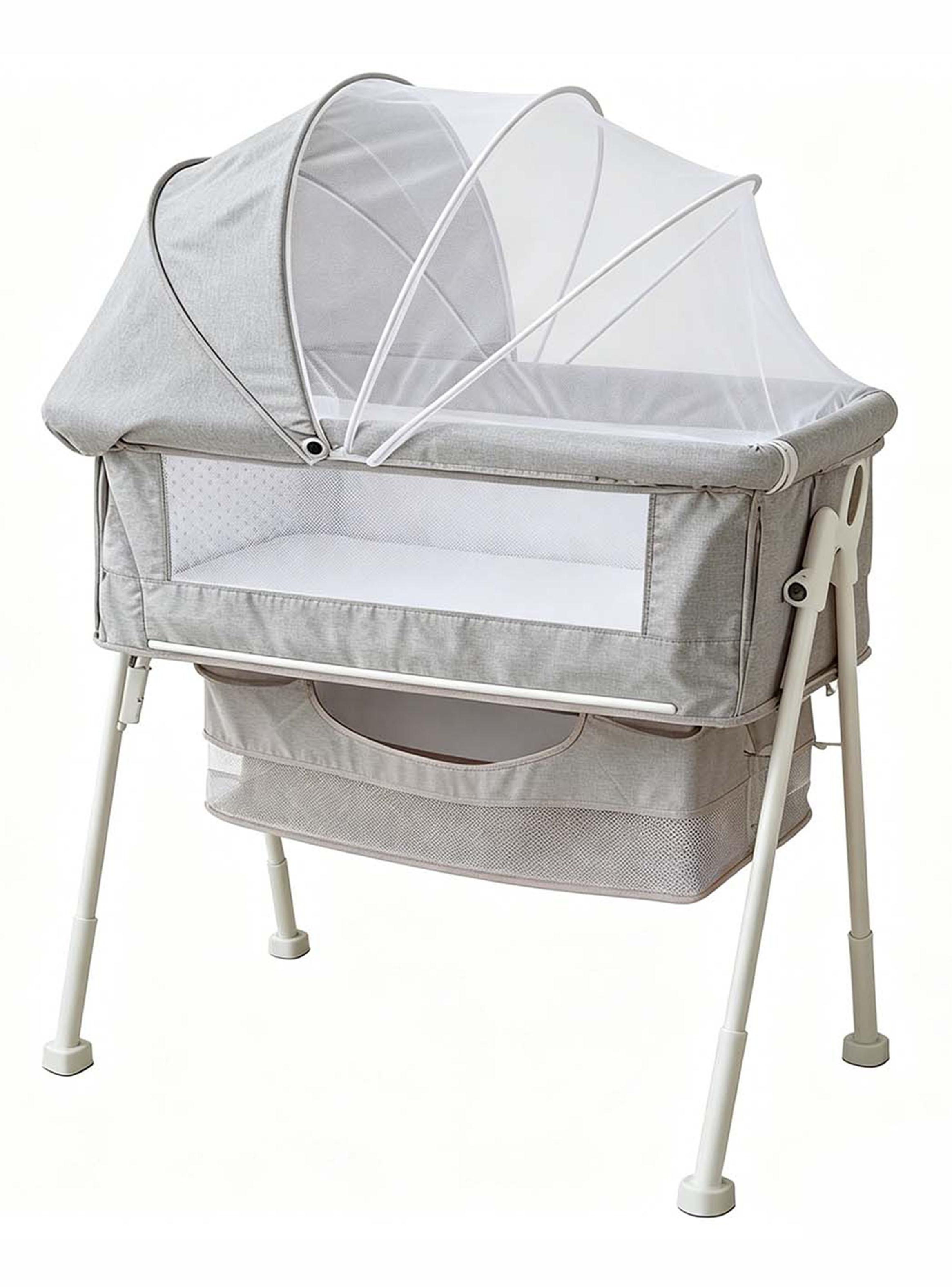 Cuna Colecho Multifuncional Plegable con Mosquitero Gris-0