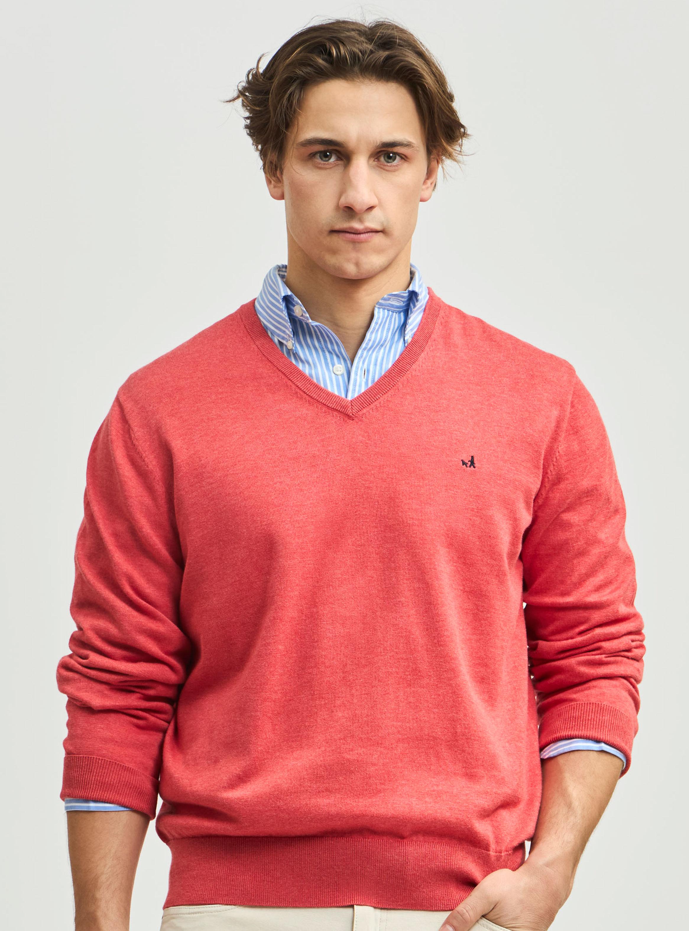 Sweater Clásico Manga Larga Cuello V Pima Algodón-0
