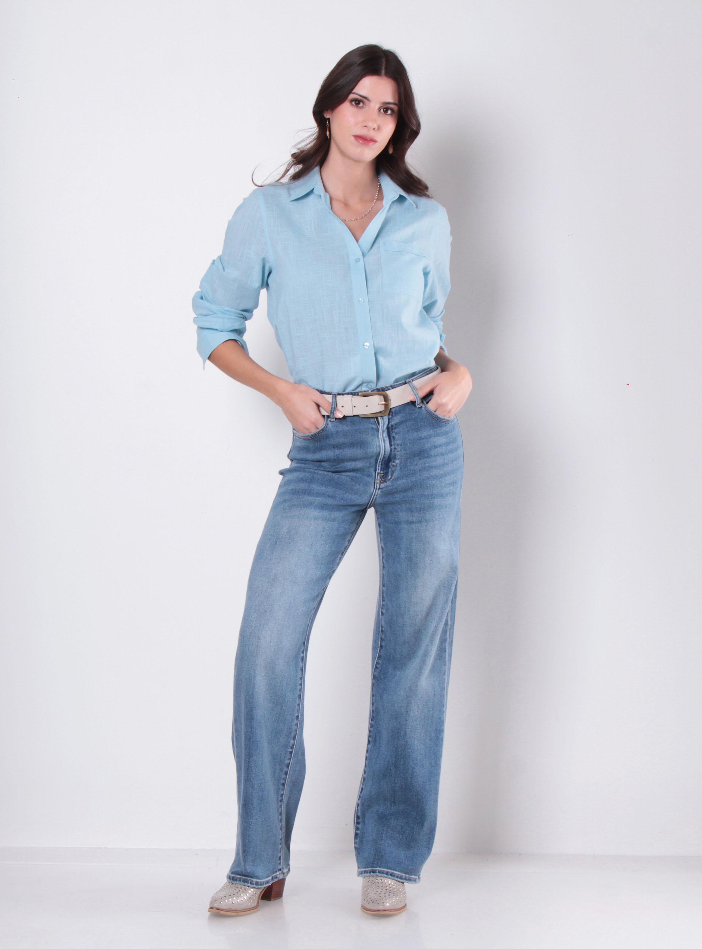 Blusa Manga Larga Abotonada en Delantero y Bolsillo 2280-3