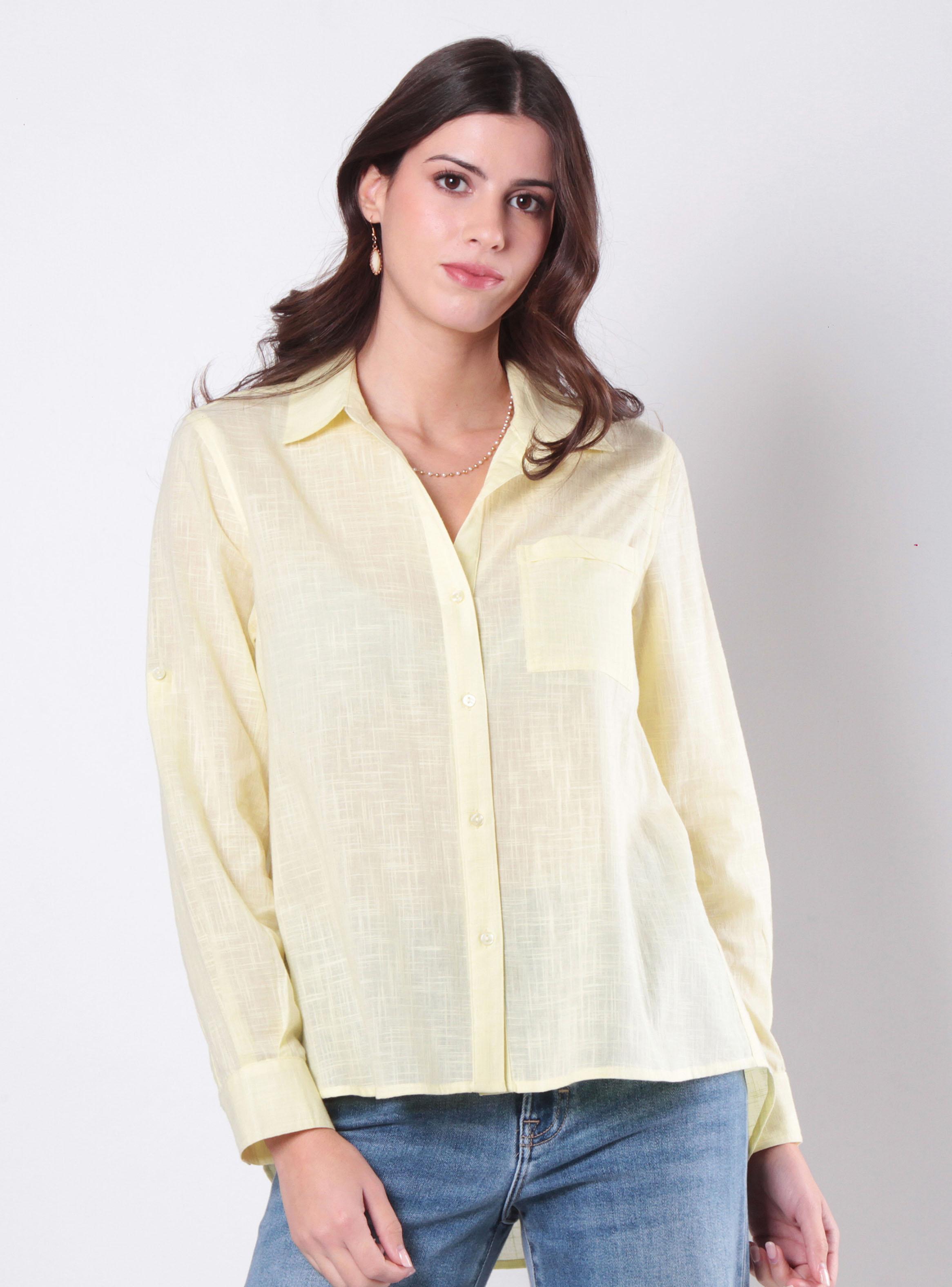 Blusa Manga Larga Abotonada en Delantero y Bolsillo 2280-0
