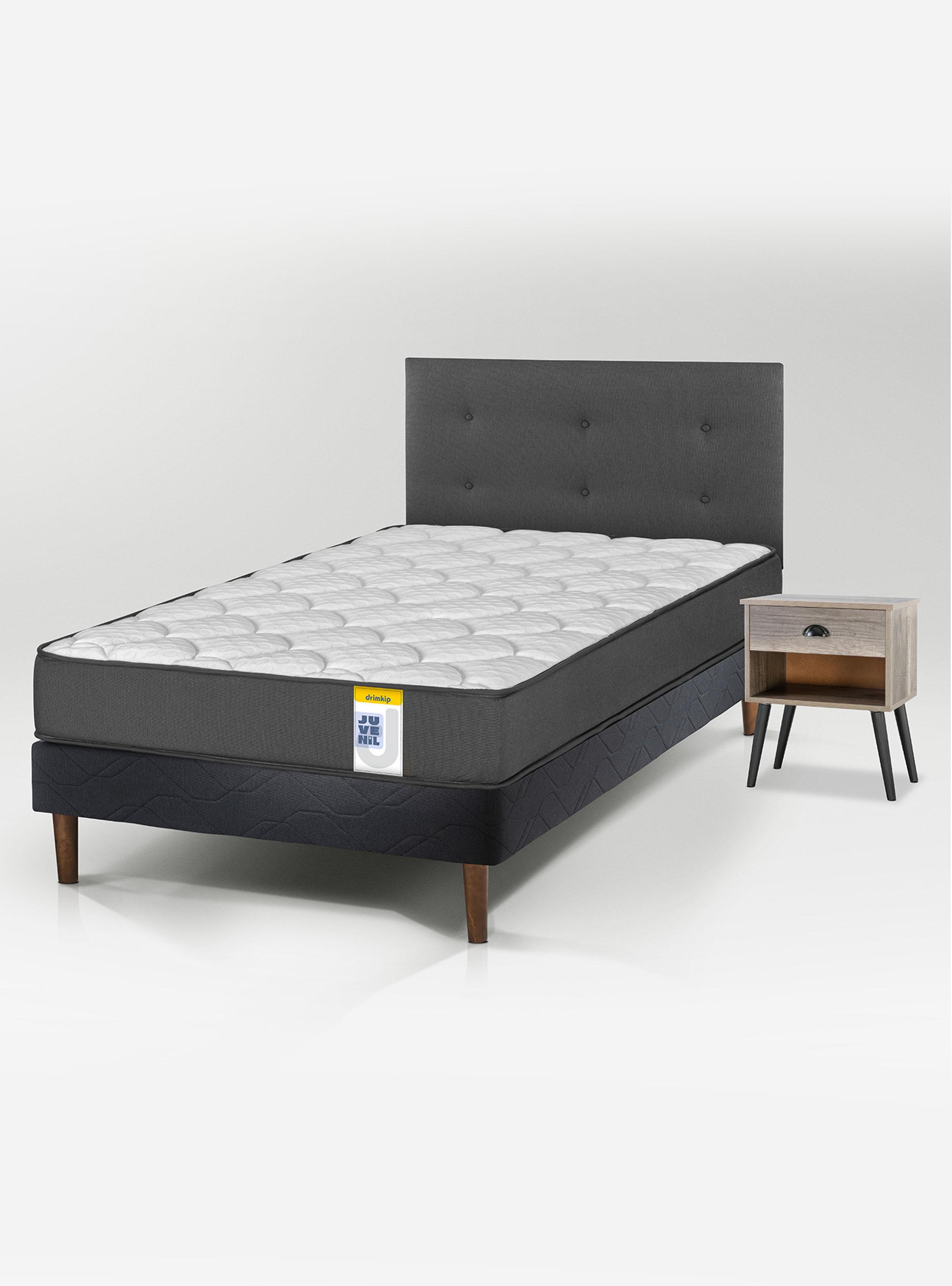 Cama Europea Juvenil 1.5 Plazas + Respaldo Royal + Velador Rock-0