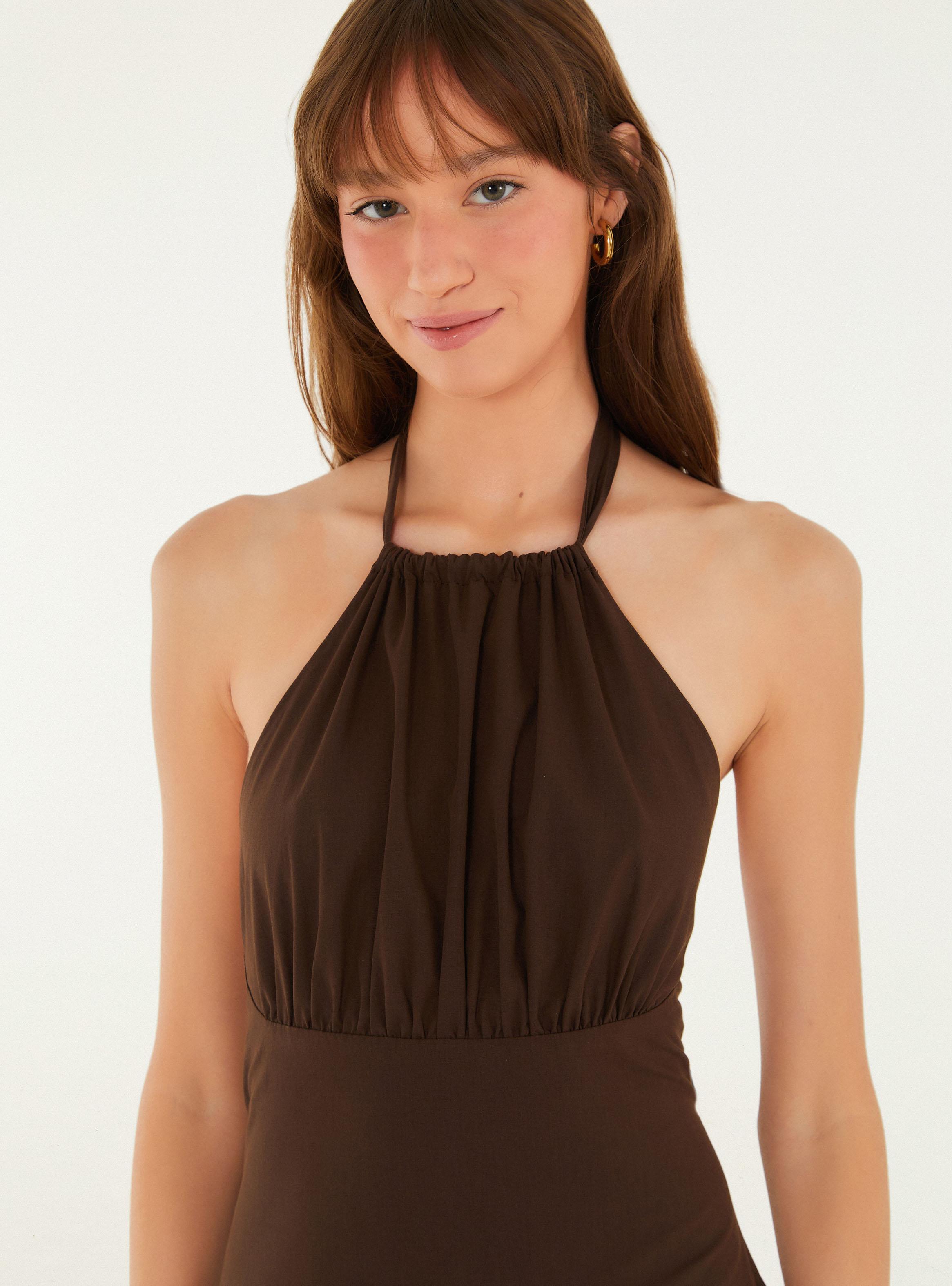 Vestido Halter Midi Detalle Amarras-3