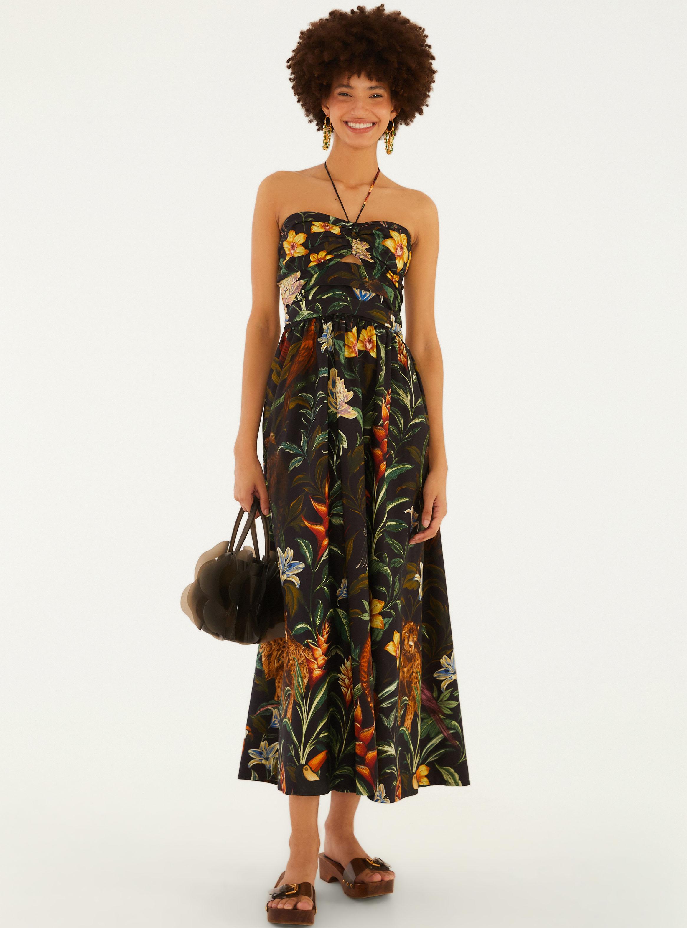 Vestido Midi Estampado Fauna Noturna-0