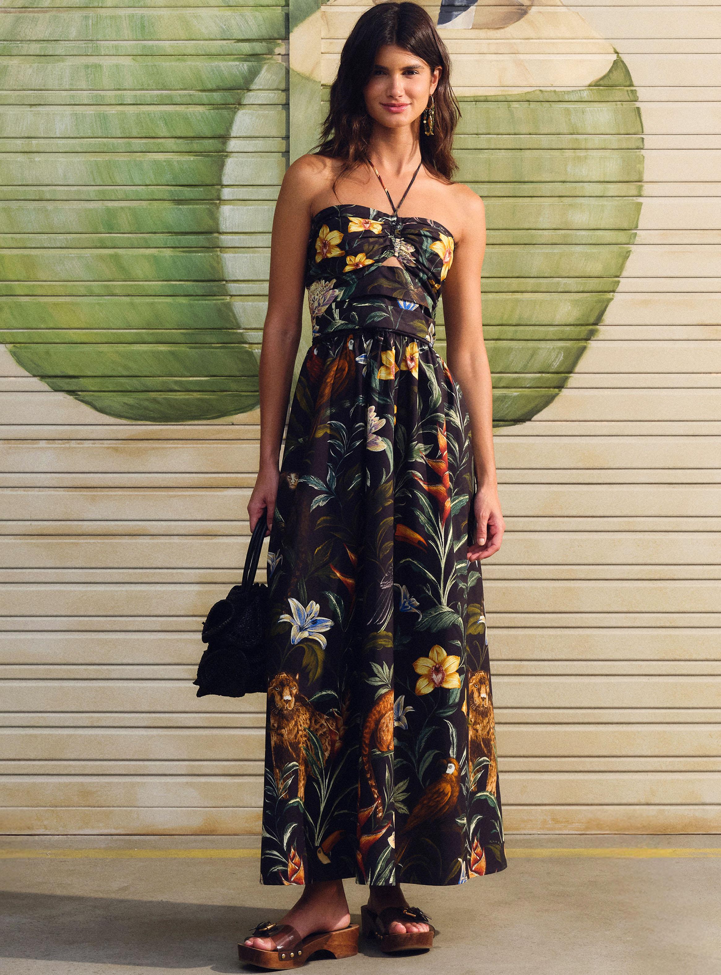 Vestido Midi Estampado Fauna Noturna-4