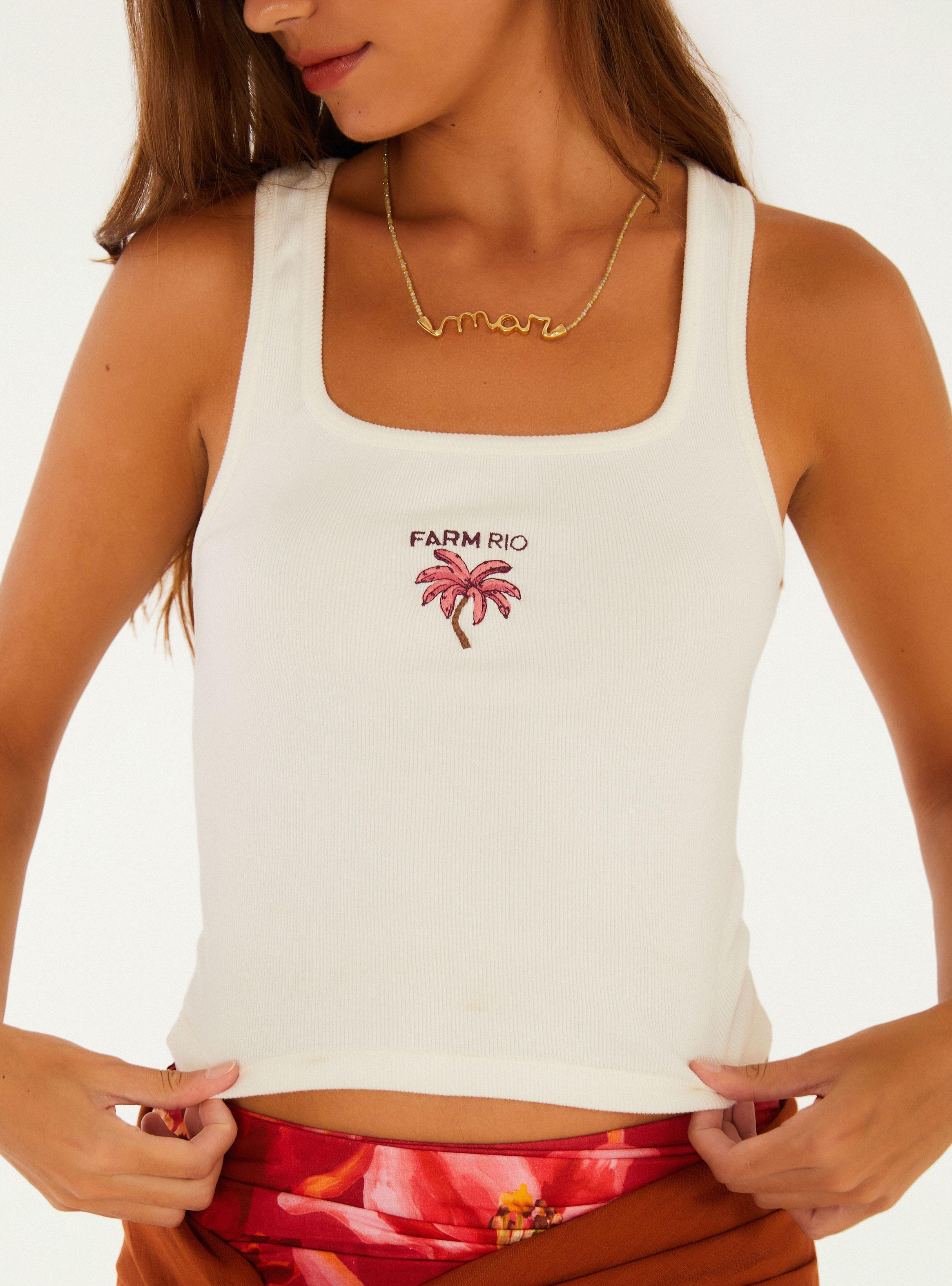 Polera sin Mangas Bordado Palmera-2