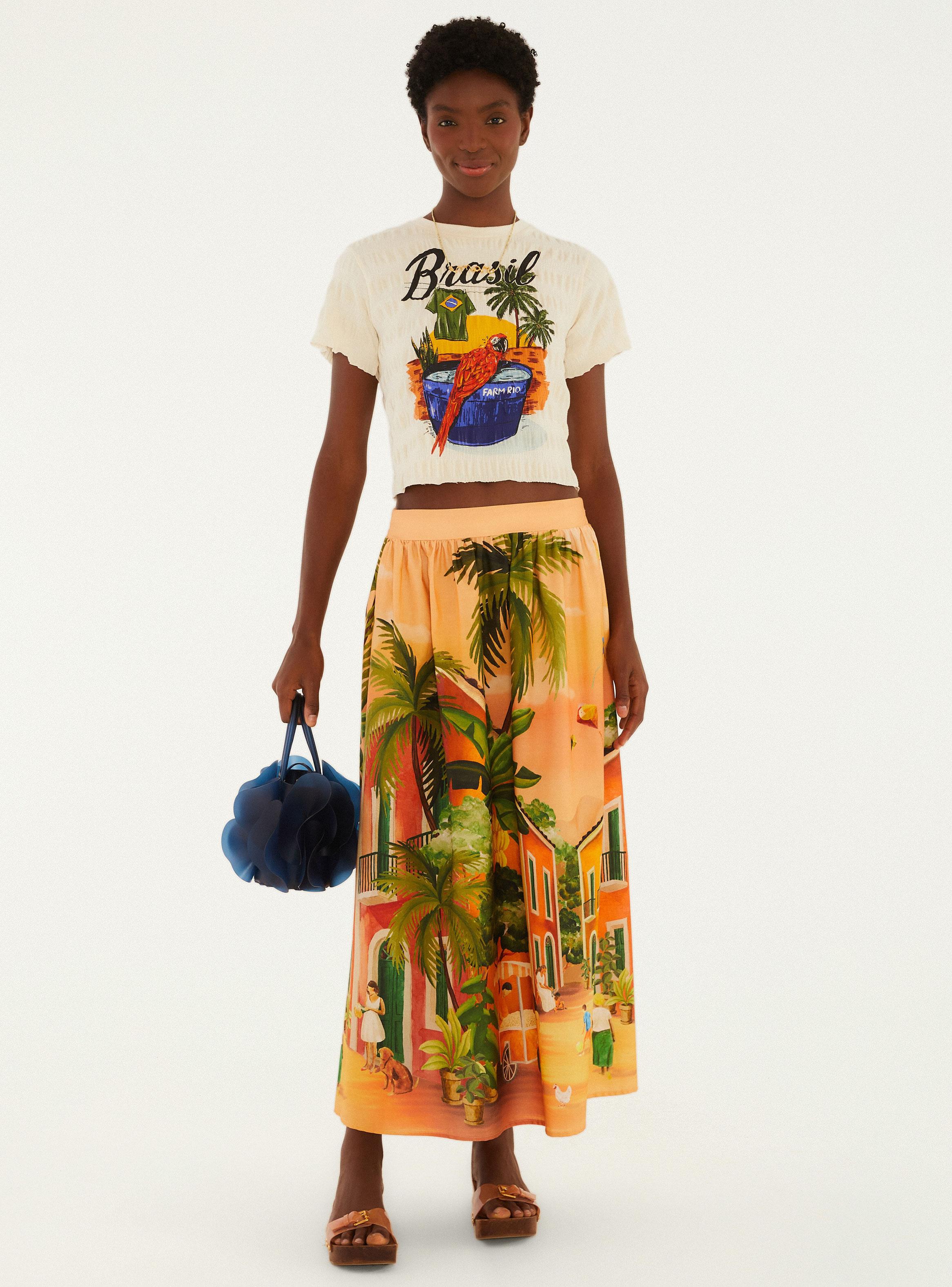 Polera Fruncida Estampado Brasil Sunset-3