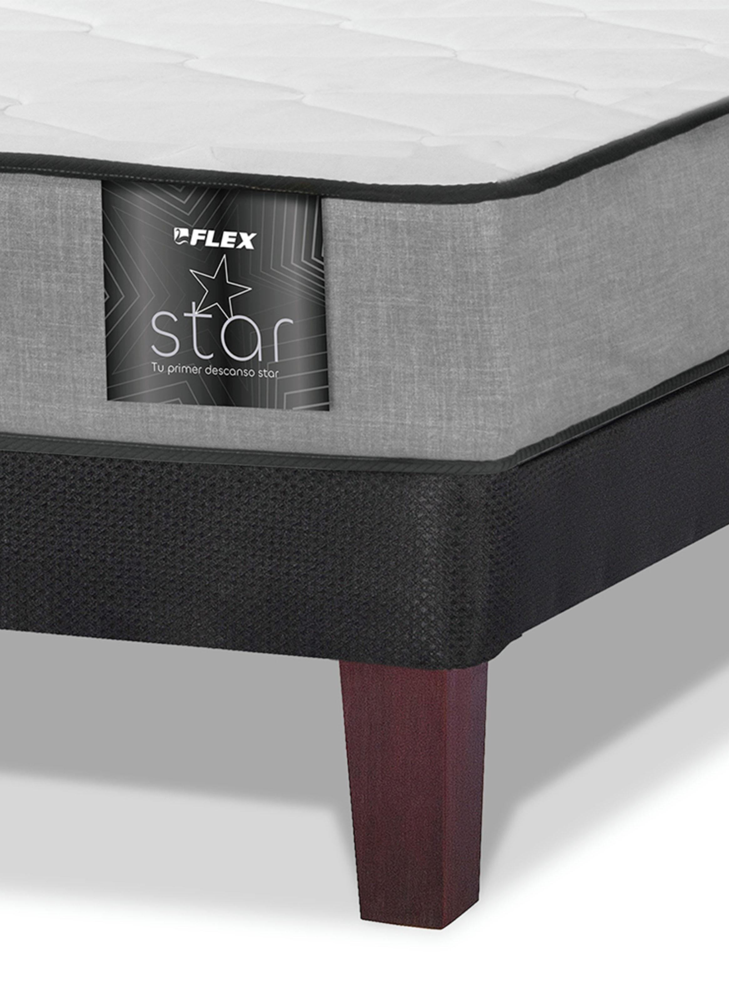 Cama Europea Star 1.5 Plazas x 200 cm + Repaldo Royal + Velador Rock-3