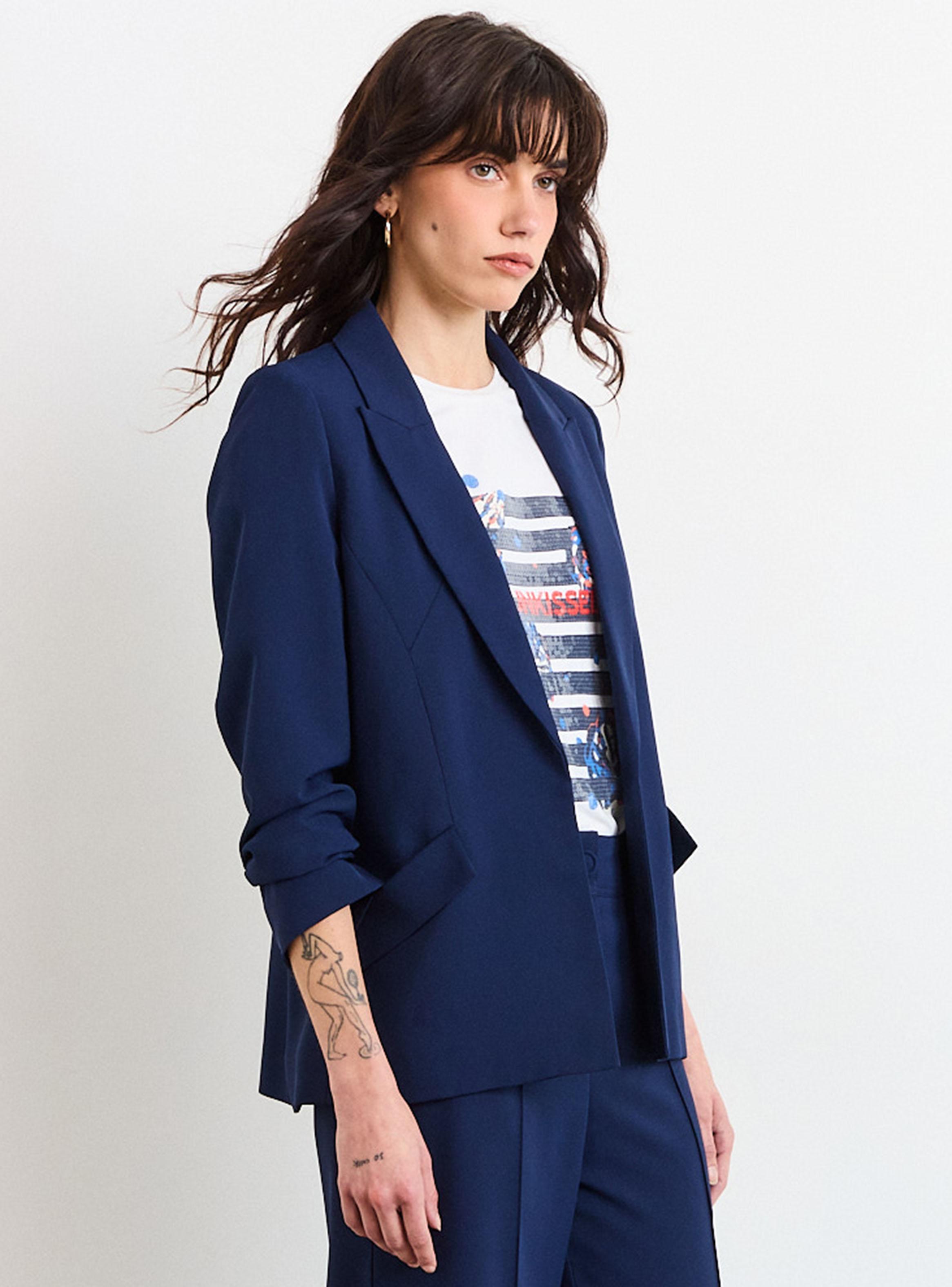 Blazer con Cuello V y Mangas-2