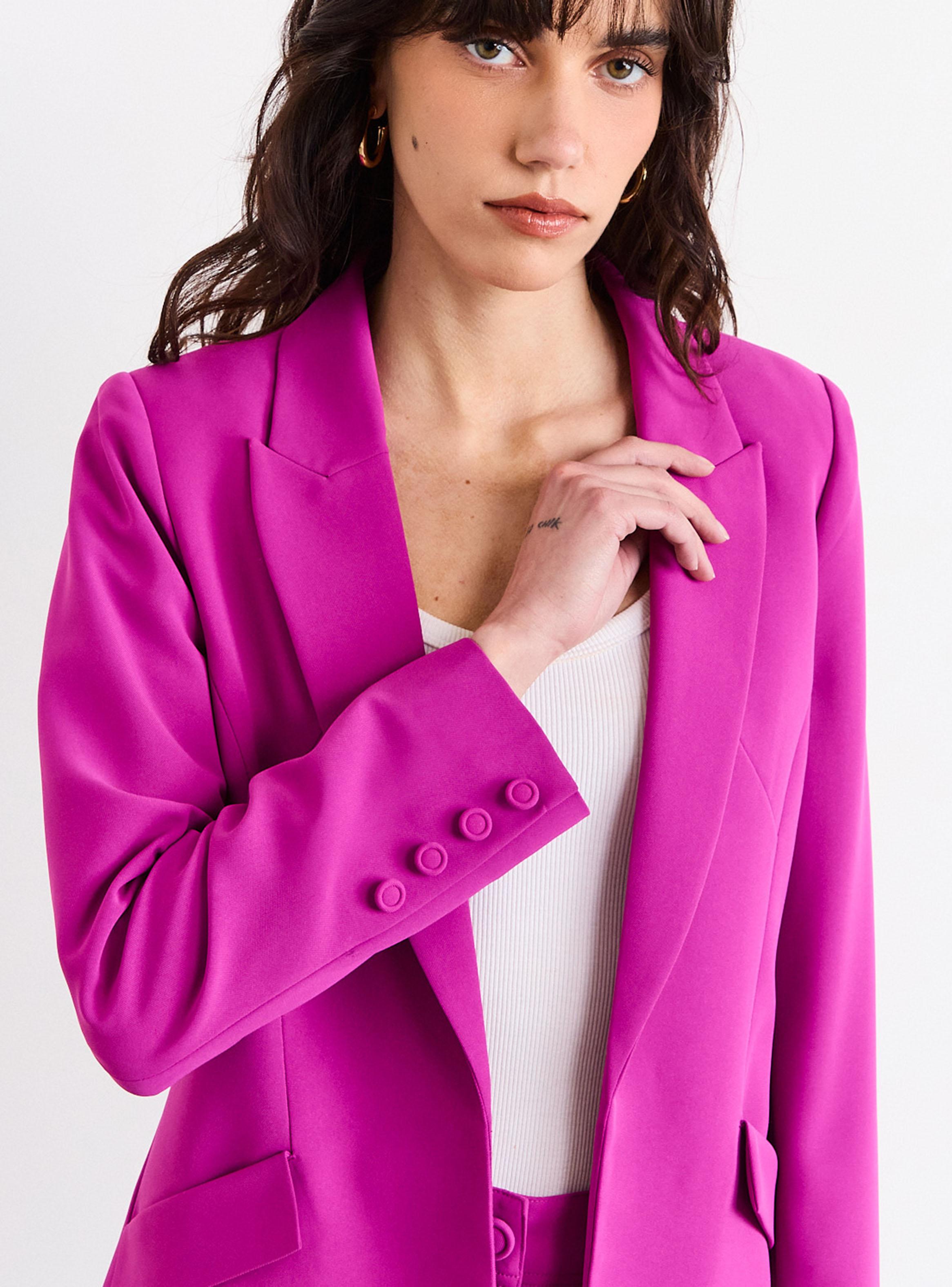 Blazer Liso Cuello V Regular Poliéster-3