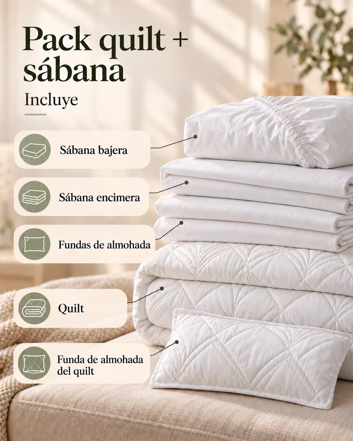 Set Quilt+Sábanas Oviedo 2 Plazas 200 Hilos Arena-5