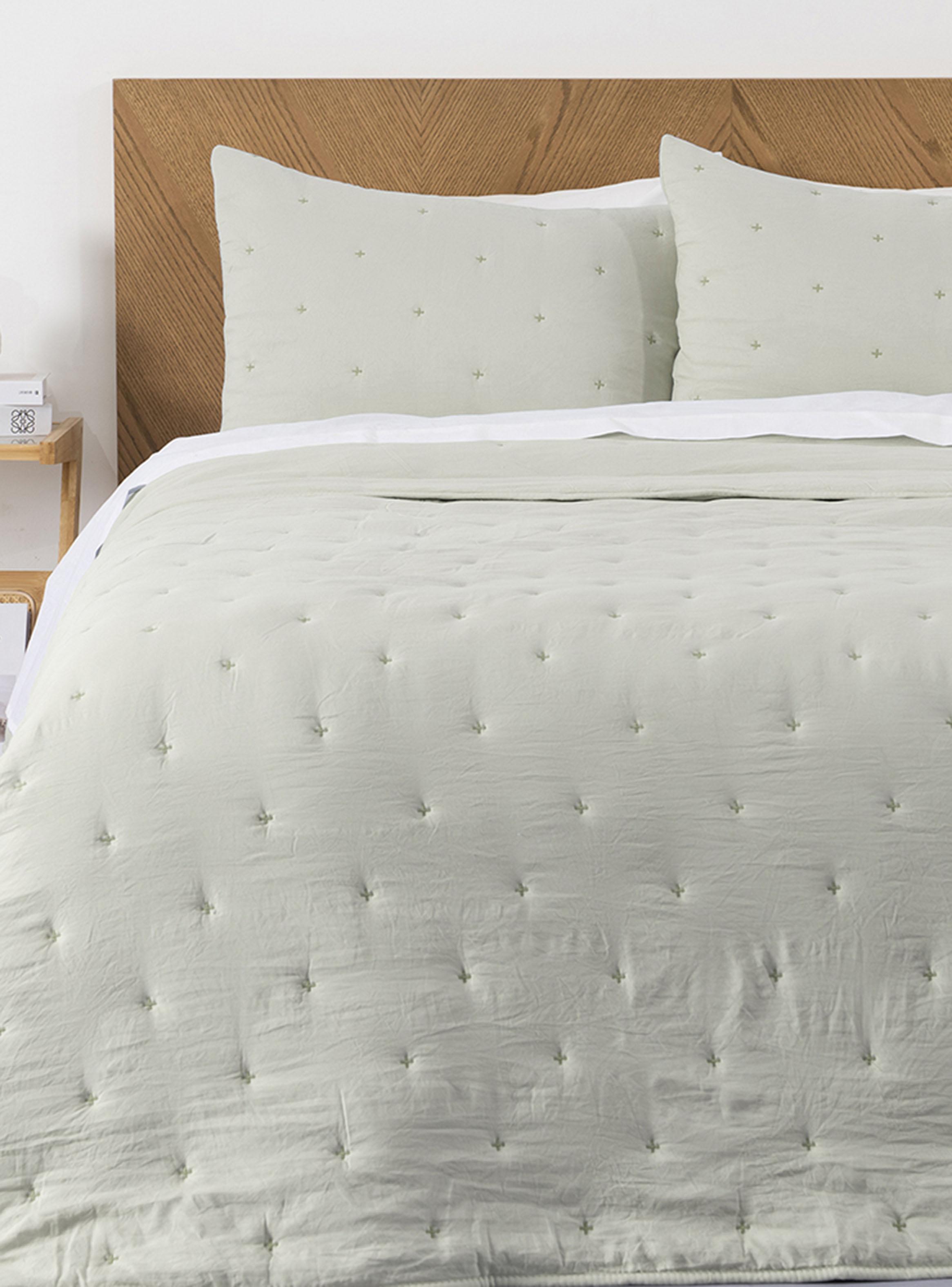 Set Quilt+Sábanas Oviedo King 200 Hilos Verde-0