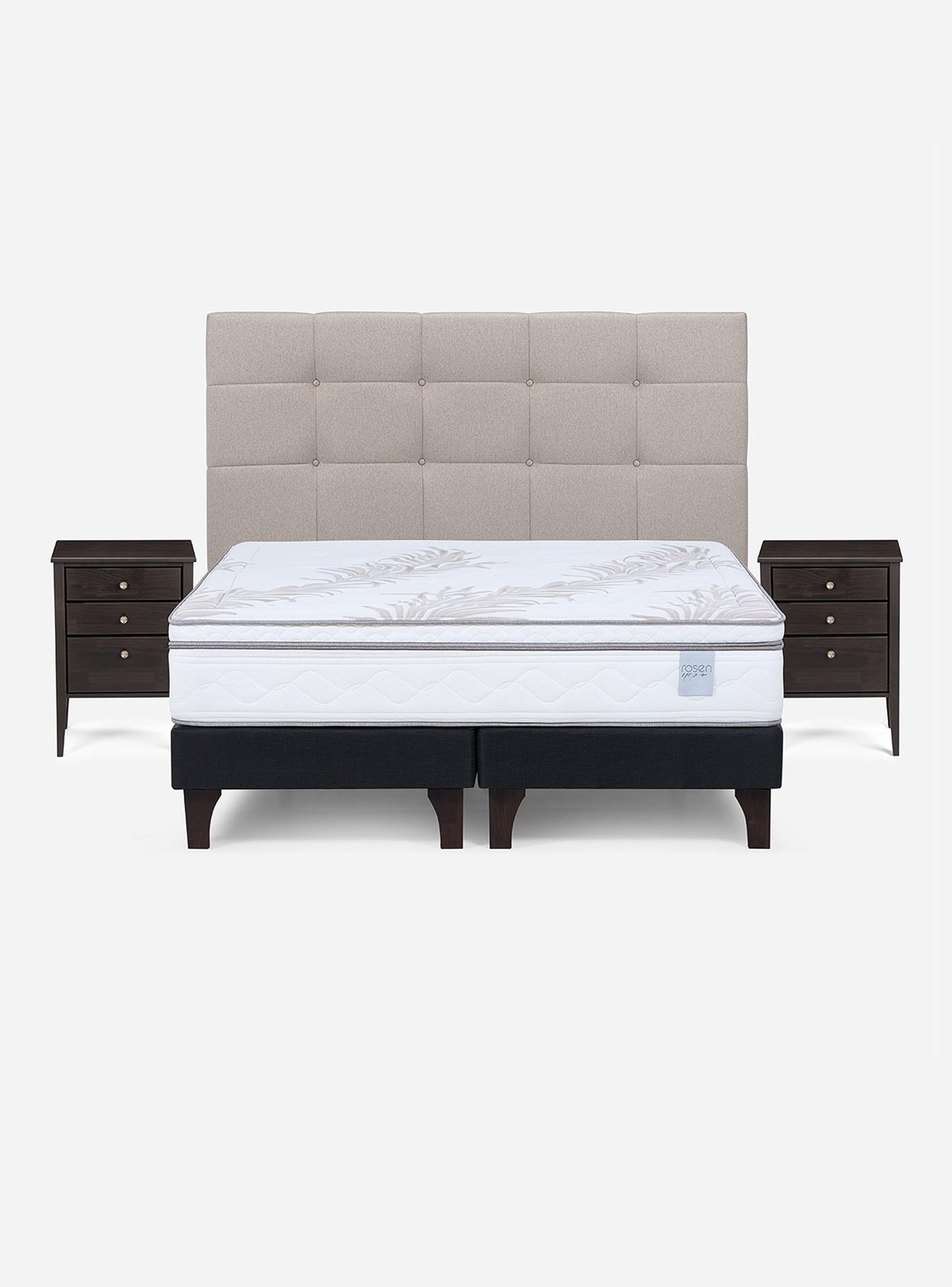 Cama 2 Plazas Neo Plus 1.50x2.00 BD + Muebles Issey Niebla-1