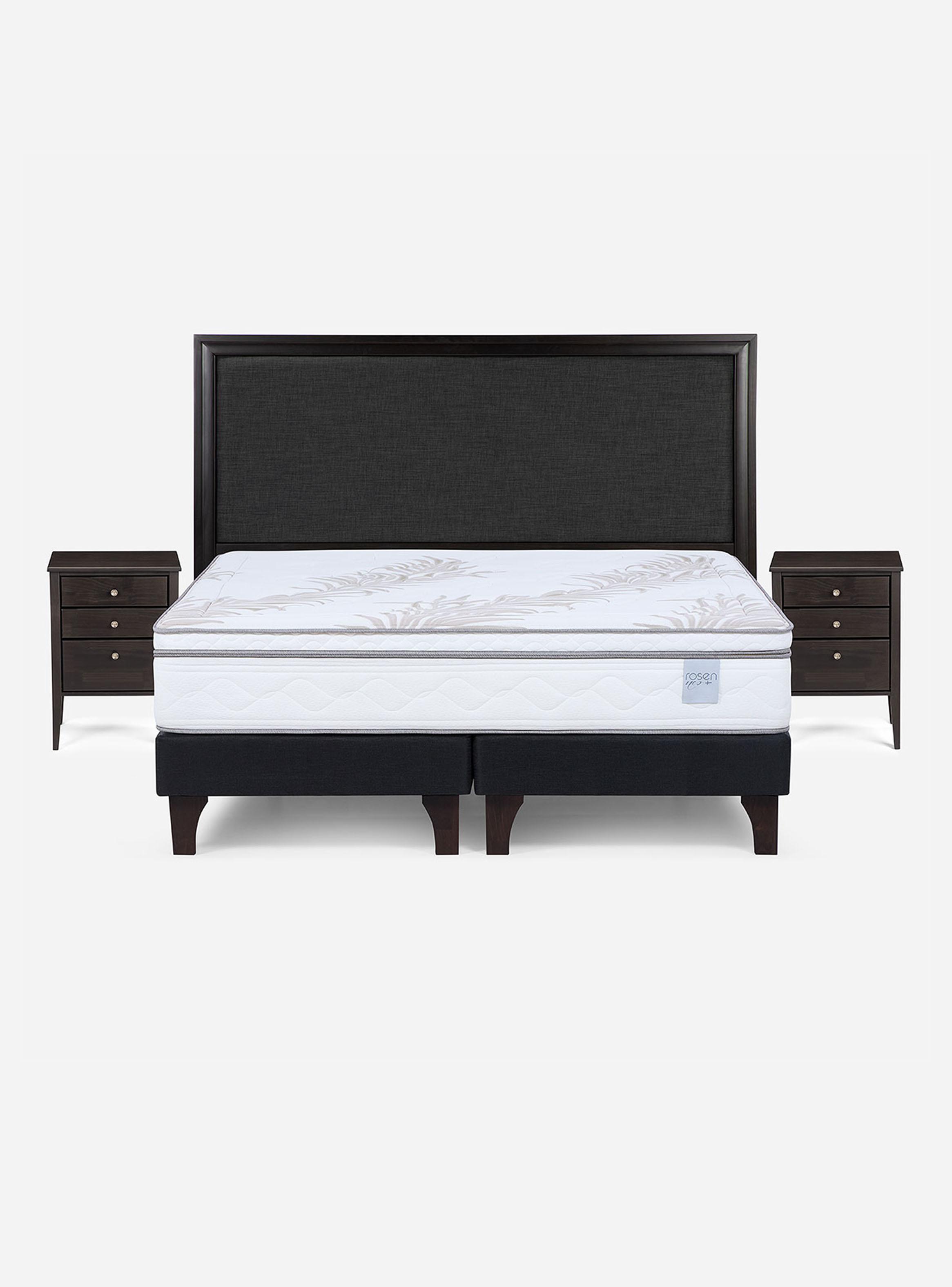 Cama King Neo Plus 1.80x2.00 BD + Muebles Nolita Grafito-1