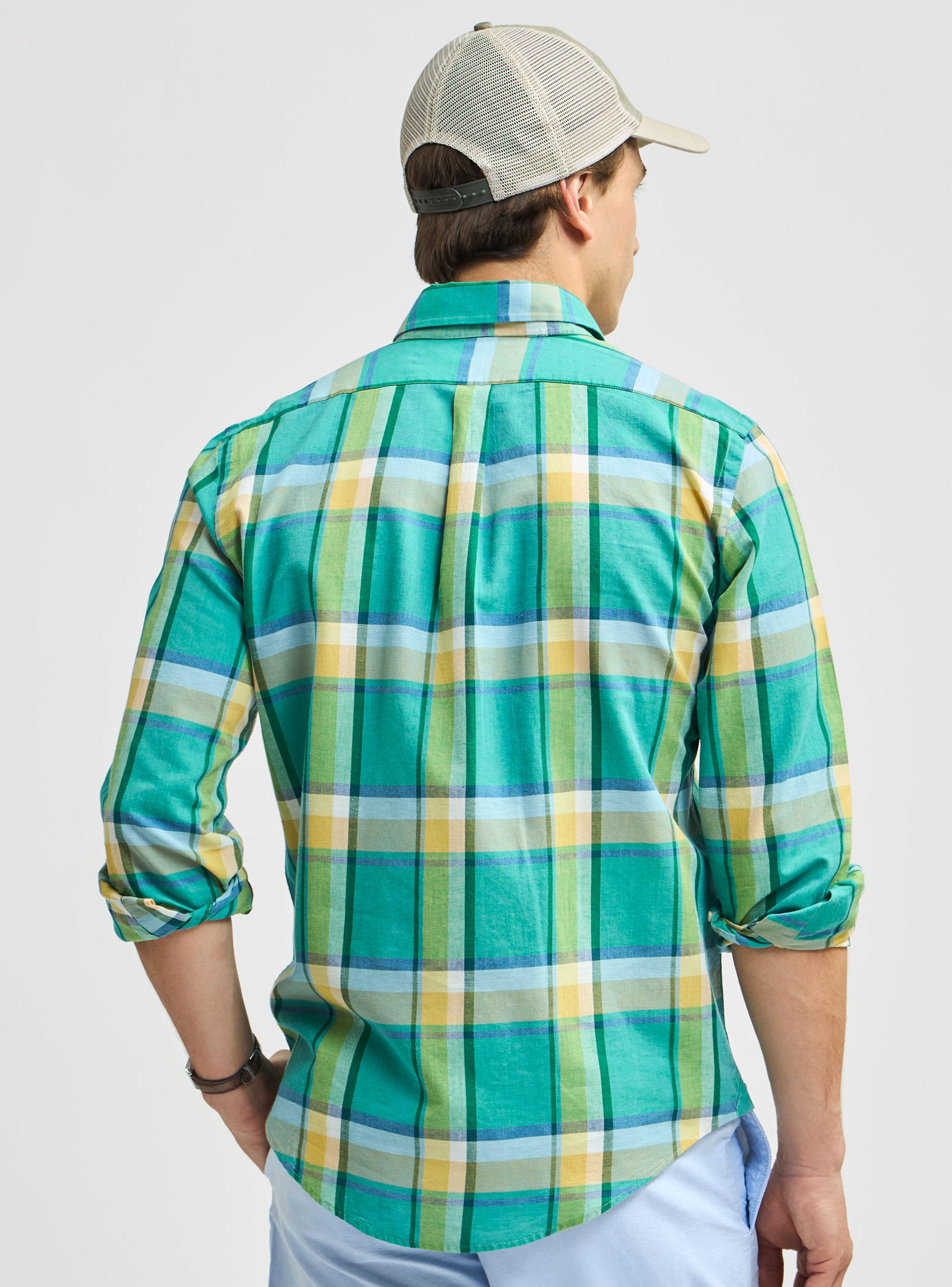 Camisa Sport Button Down Weekend East Check Algodón Lino-1