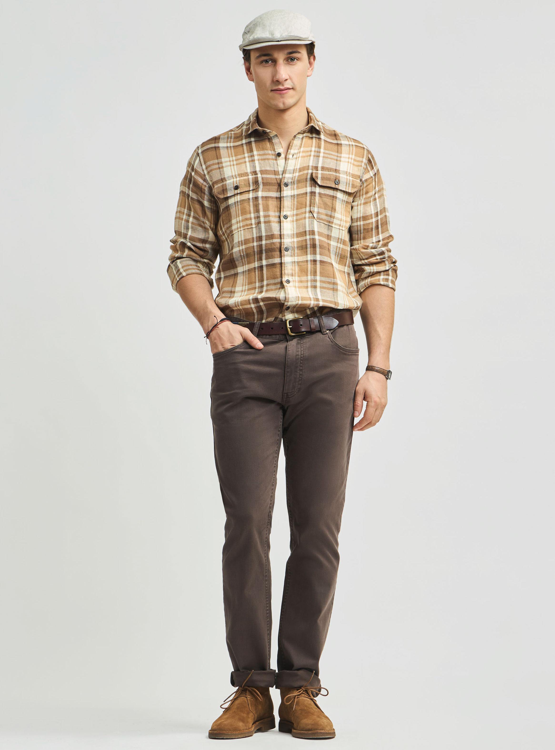 Camisa Sport Army Lino a Cuadros-3